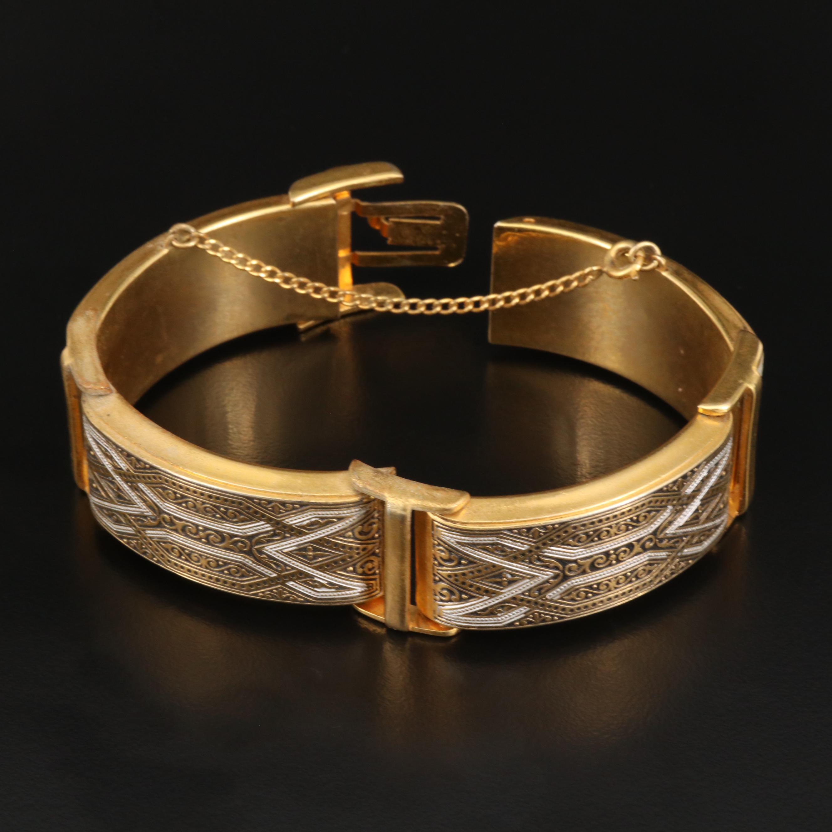 Vintage Damascene Panel Bracelet