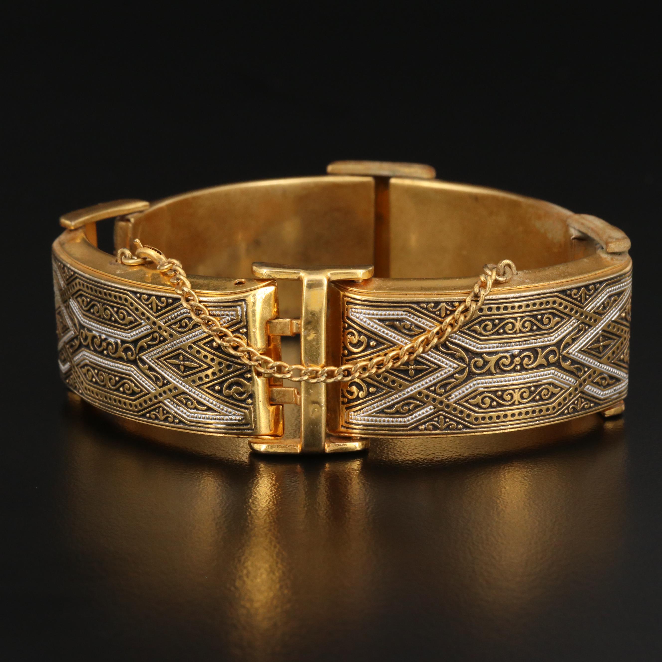 Vintage Damascene Panel Bracelet