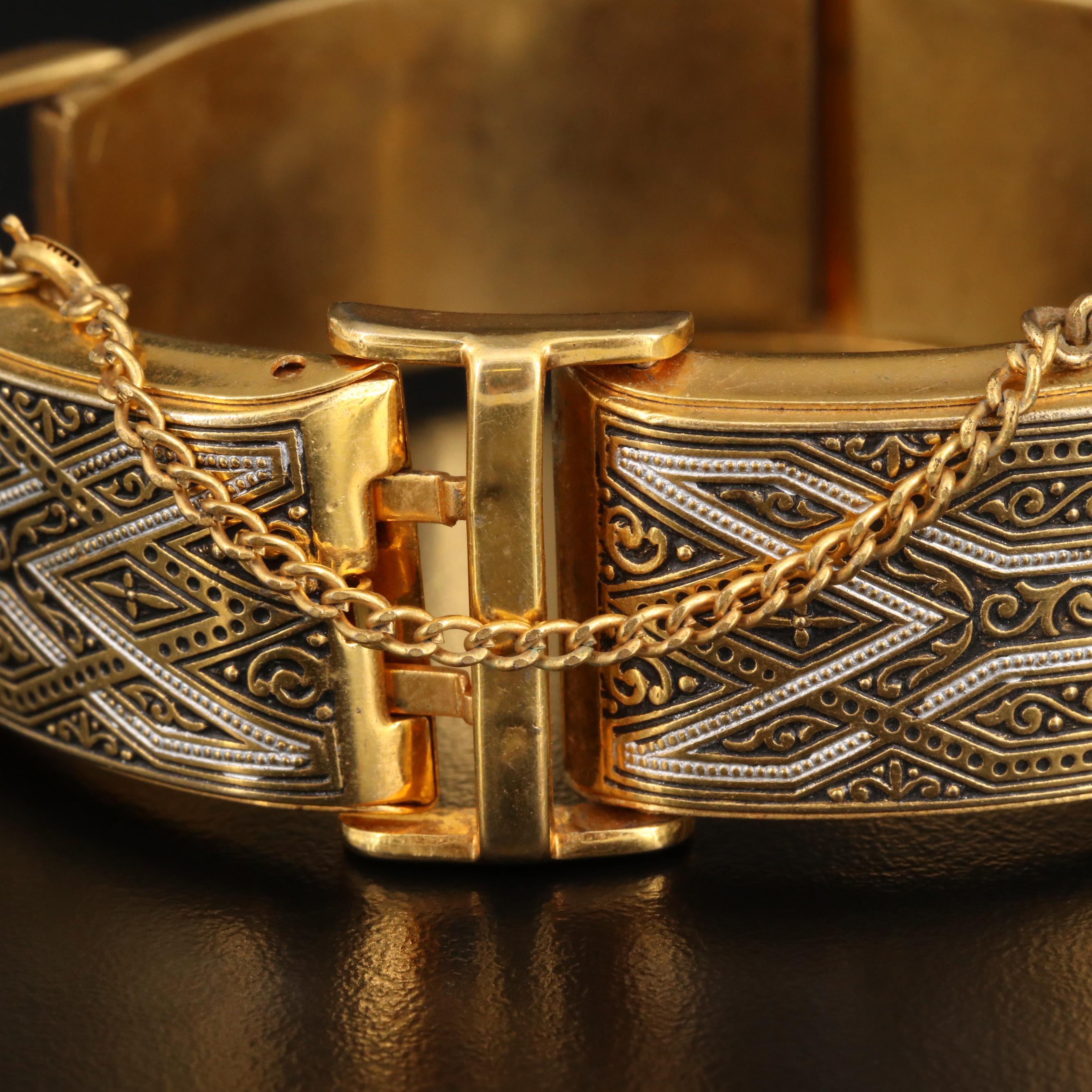 Vintage Damascene Panel Bracelet