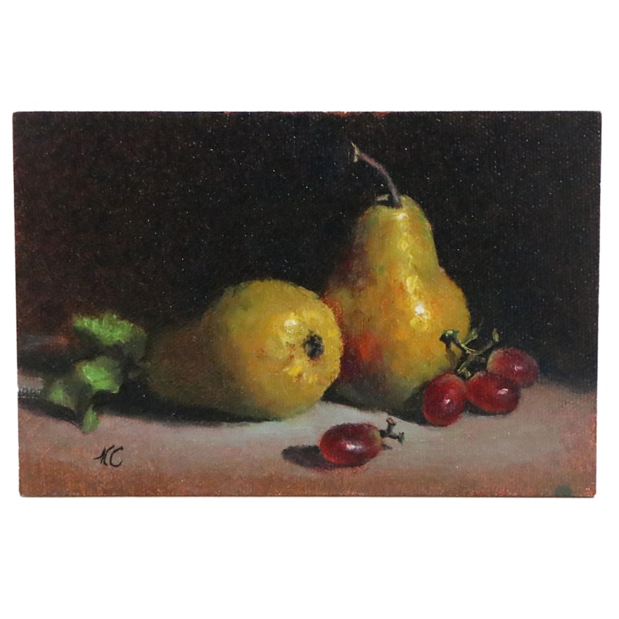Natalie Clarke Still Life Miniature Oil Painting of Fruit, 21st Century