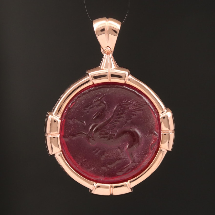 Sterling Glass Pegasus Cameo Pendant