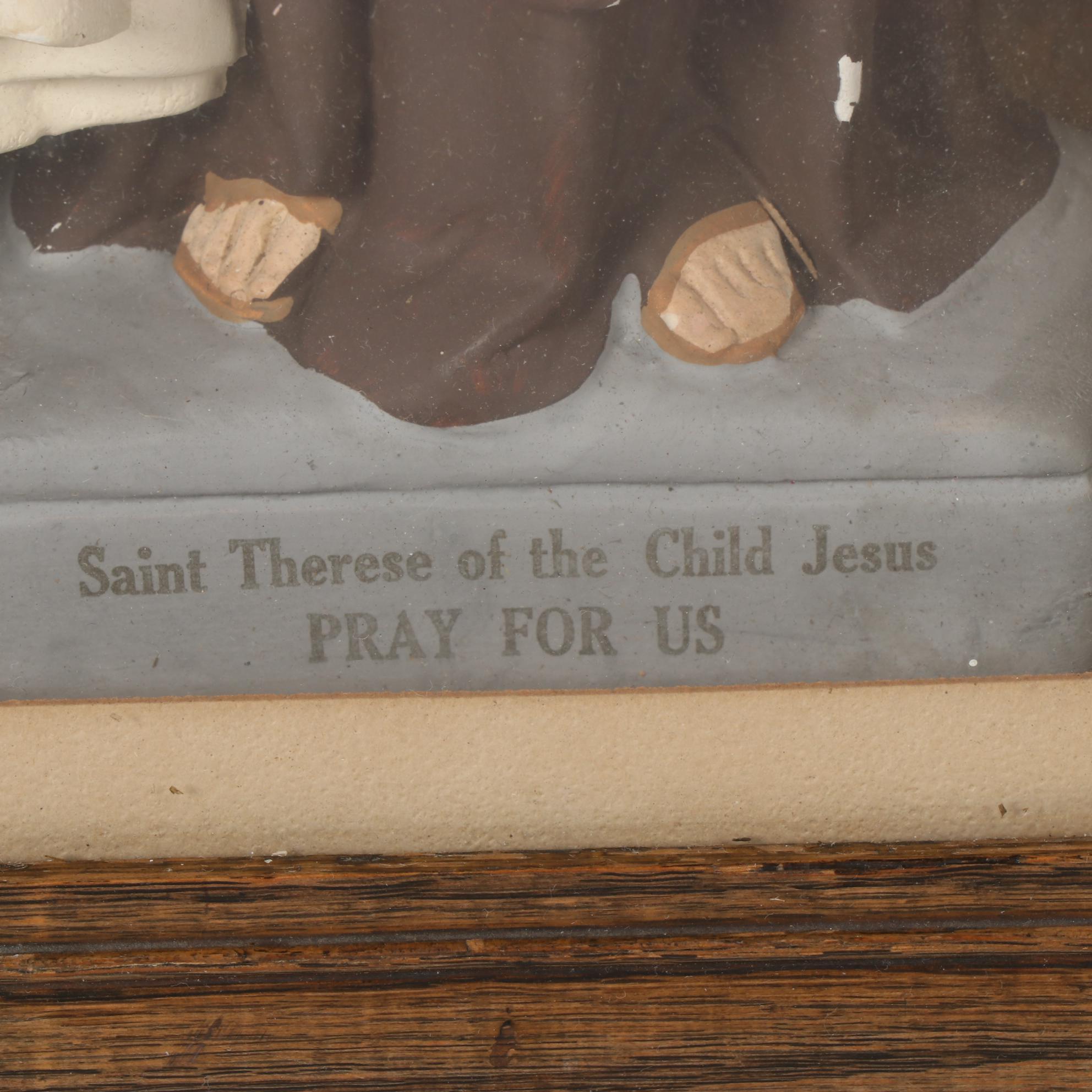 Saint Therese of the Child Jesus Figurine in Illuminated Case, Mid-20th Century