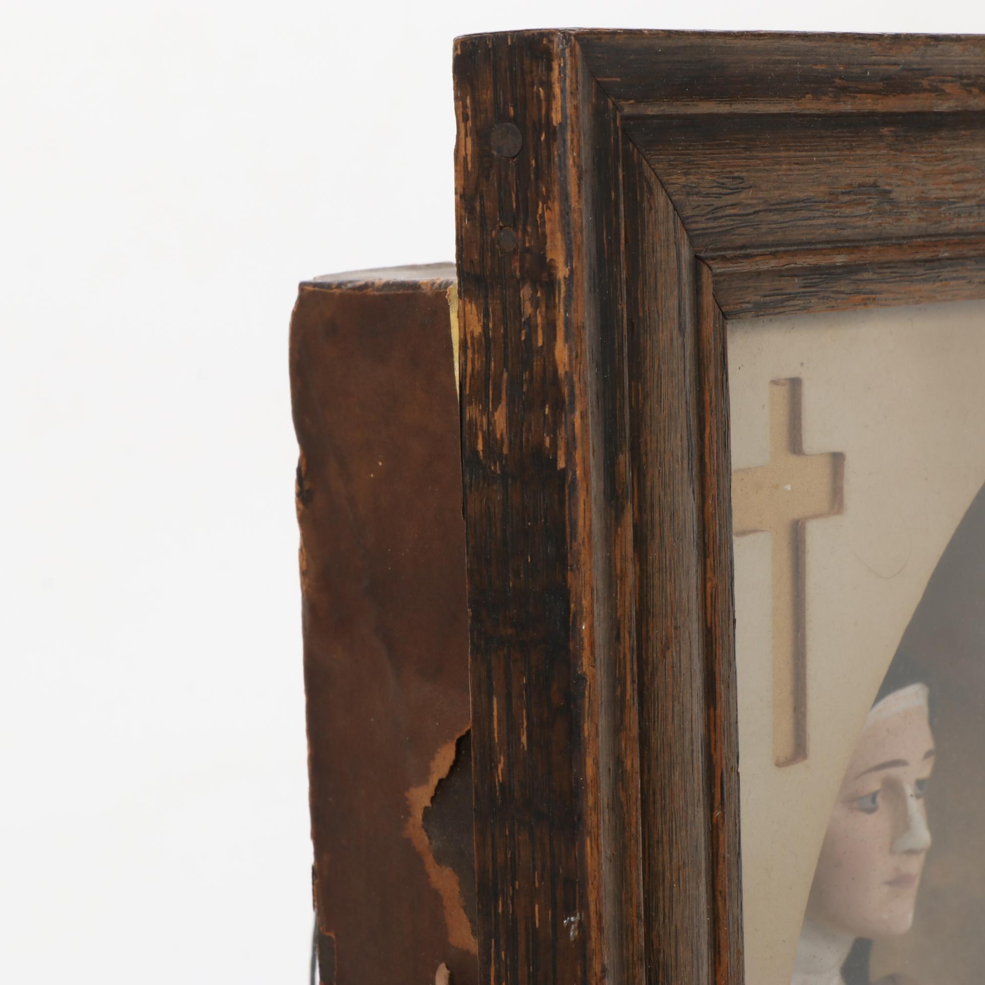 Saint Therese of the Child Jesus Figurine in Illuminated Case, Mid-20th Century