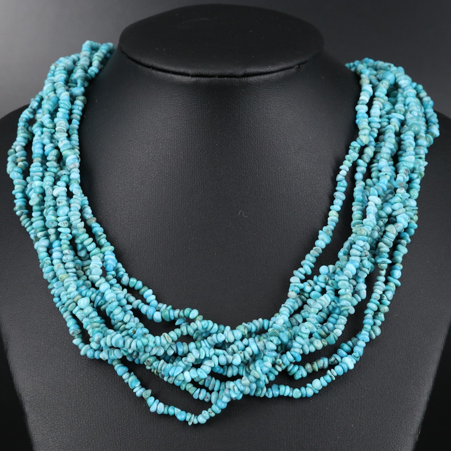 Carolyn Pollack Sterling Silver Multi Strand Turquoise Necklace