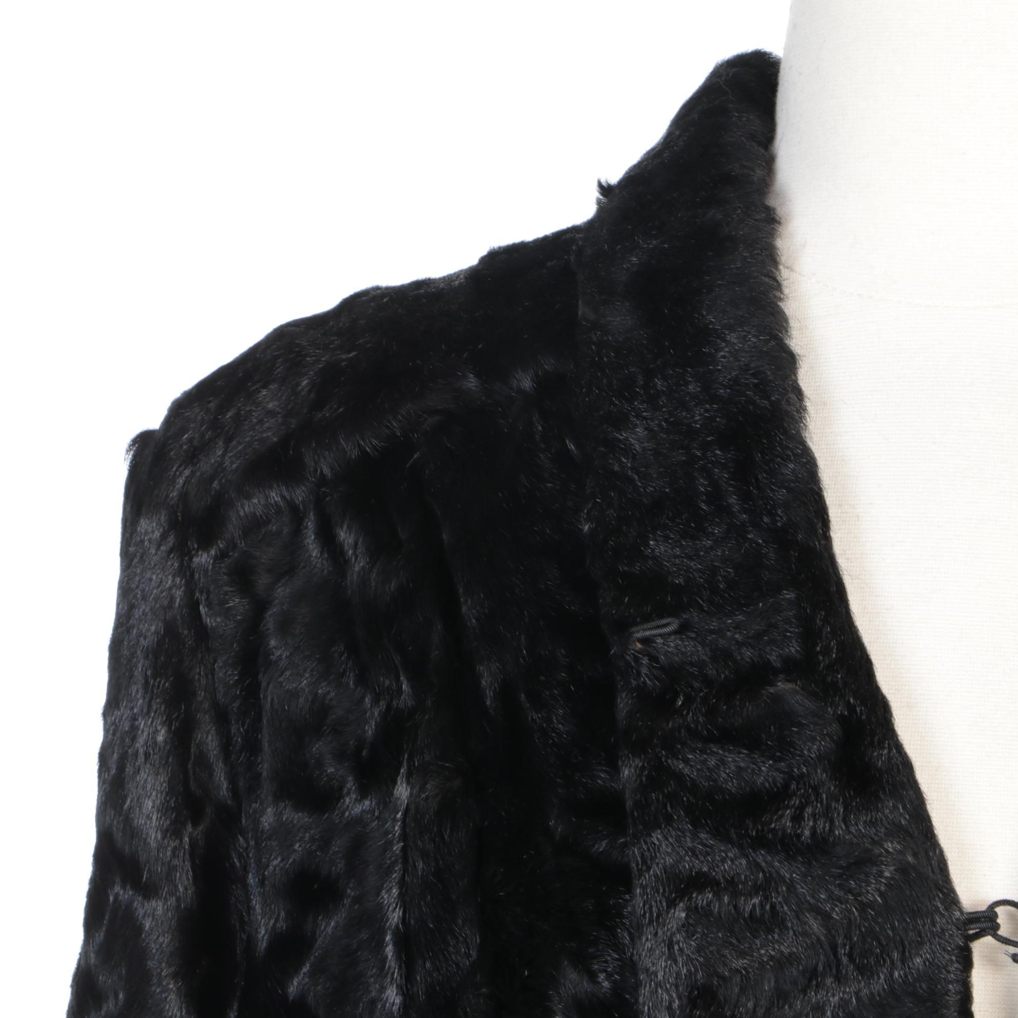 Black Broadtail Fur Coat with Bell Sleeves from Davidson's Indiana Fur Co.