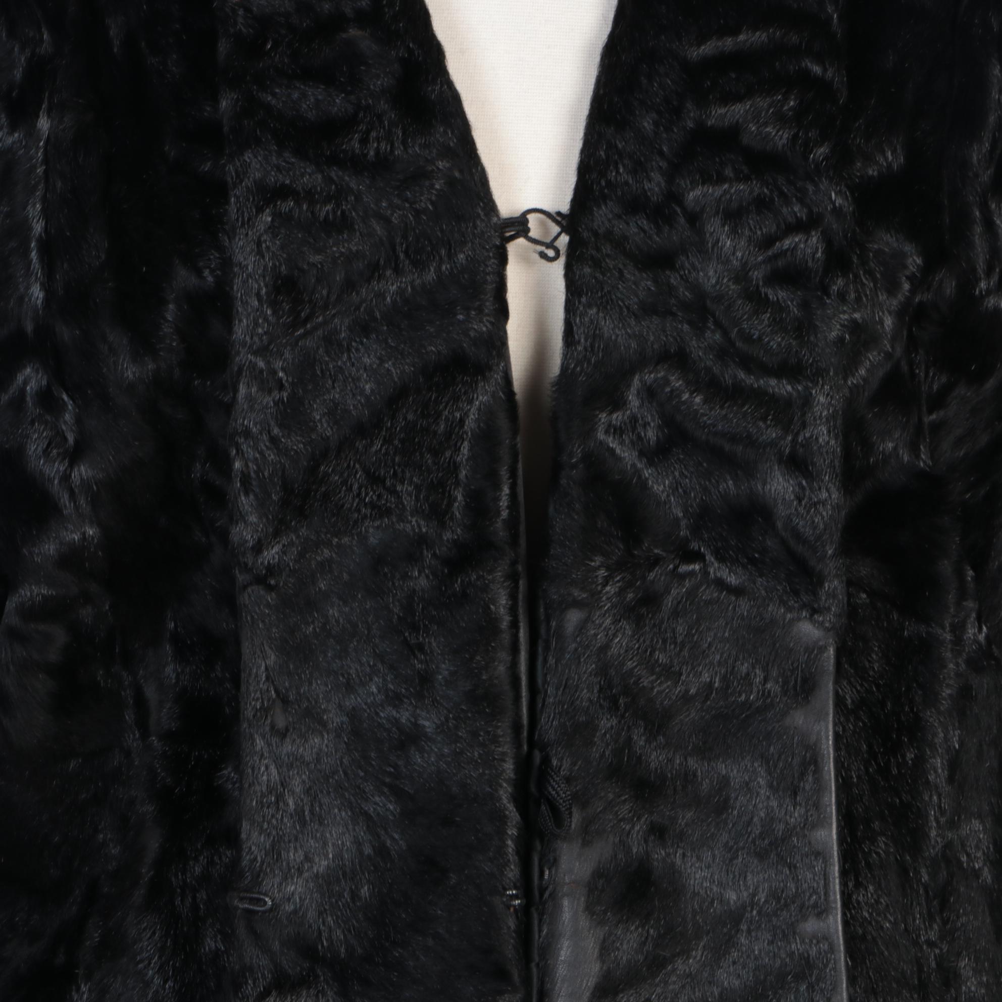 Black Broadtail Fur Coat with Bell Sleeves from Davidson's Indiana Fur Co.