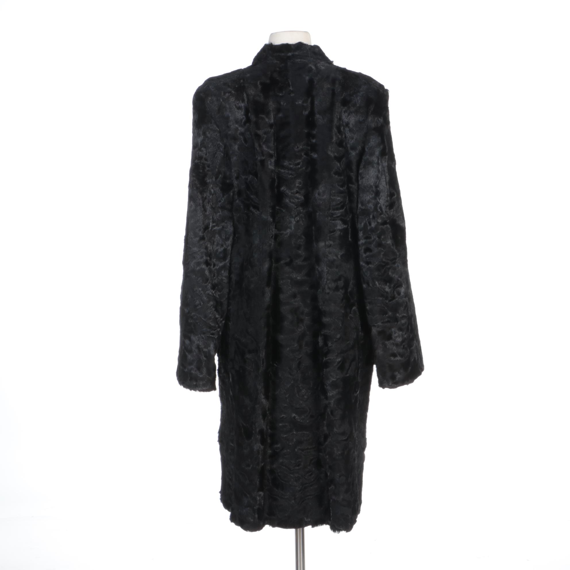 Black Broadtail Fur Coat with Bell Sleeves from Davidson's Indiana Fur Co.