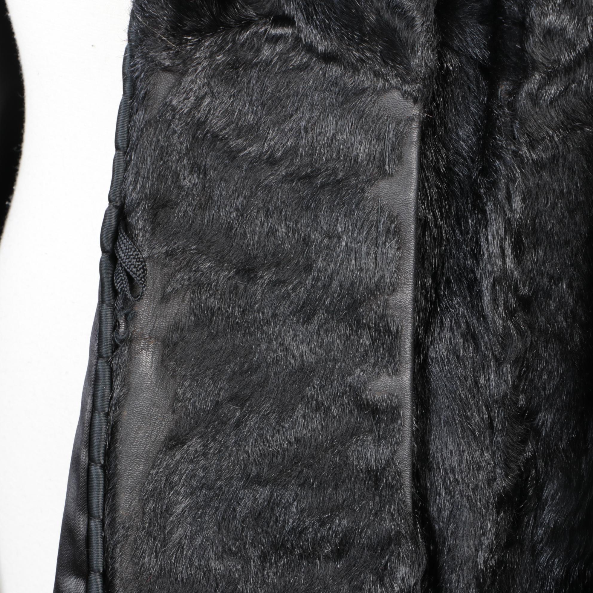 Black Broadtail Fur Coat with Bell Sleeves from Davidson's Indiana Fur Co.