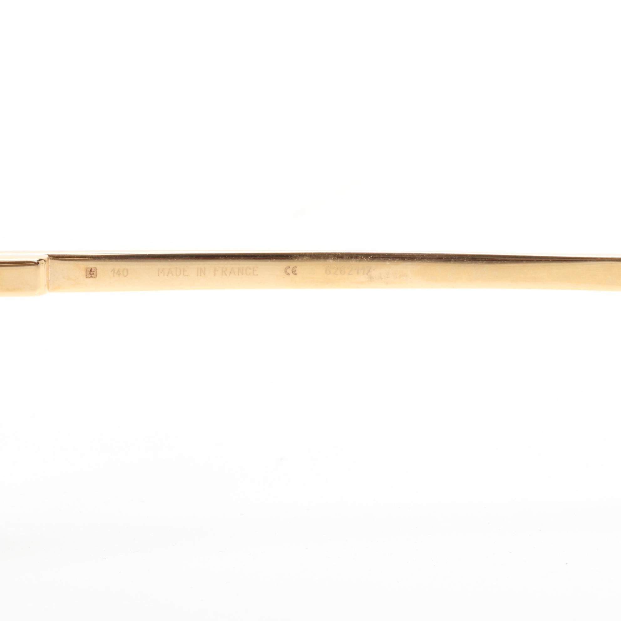 Cartier Faux Tortoise Shell and Gold Finish Rectangular Eyeglasses with Case