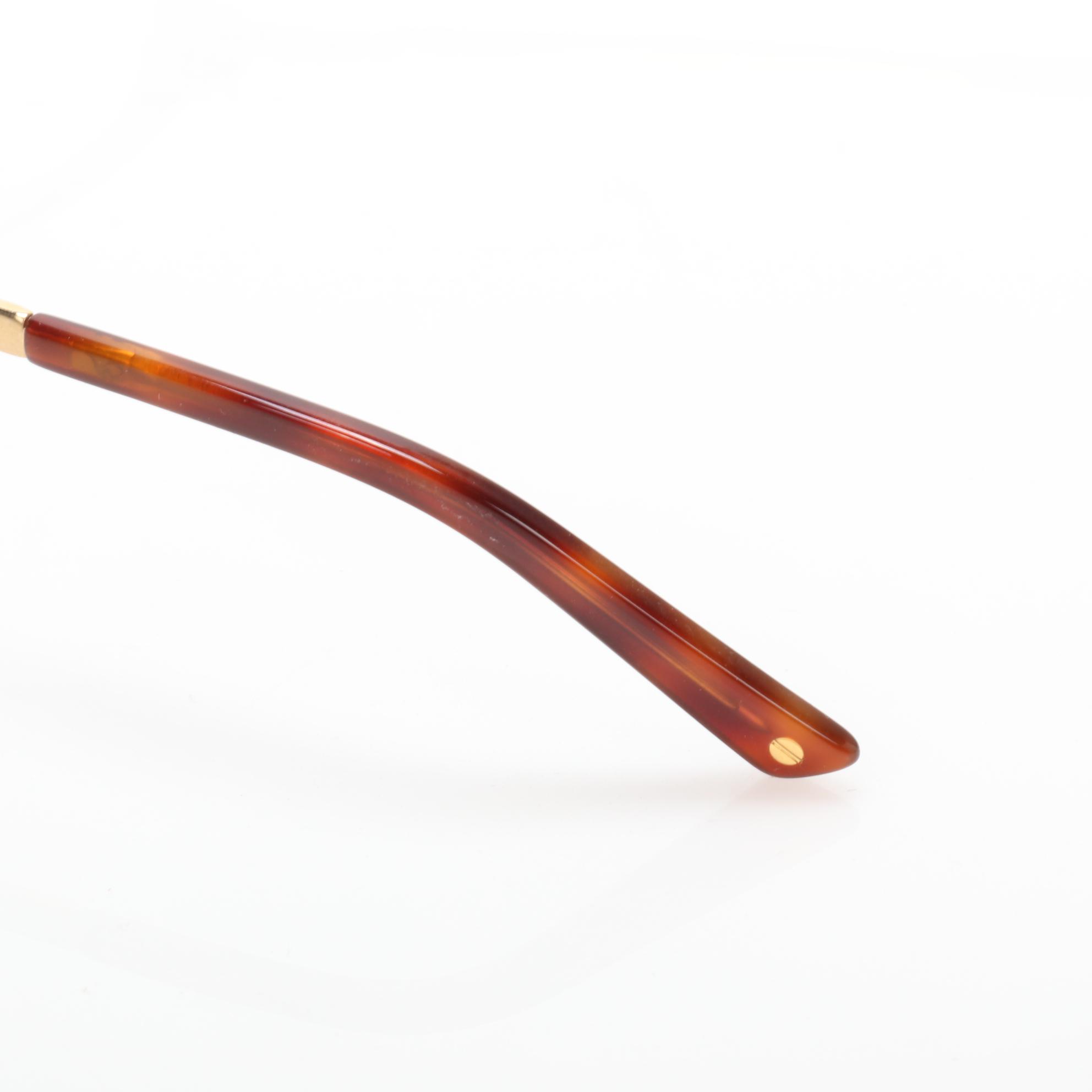 Cartier Faux Tortoise Shell and Gold Finish Rectangular Eyeglasses with Case