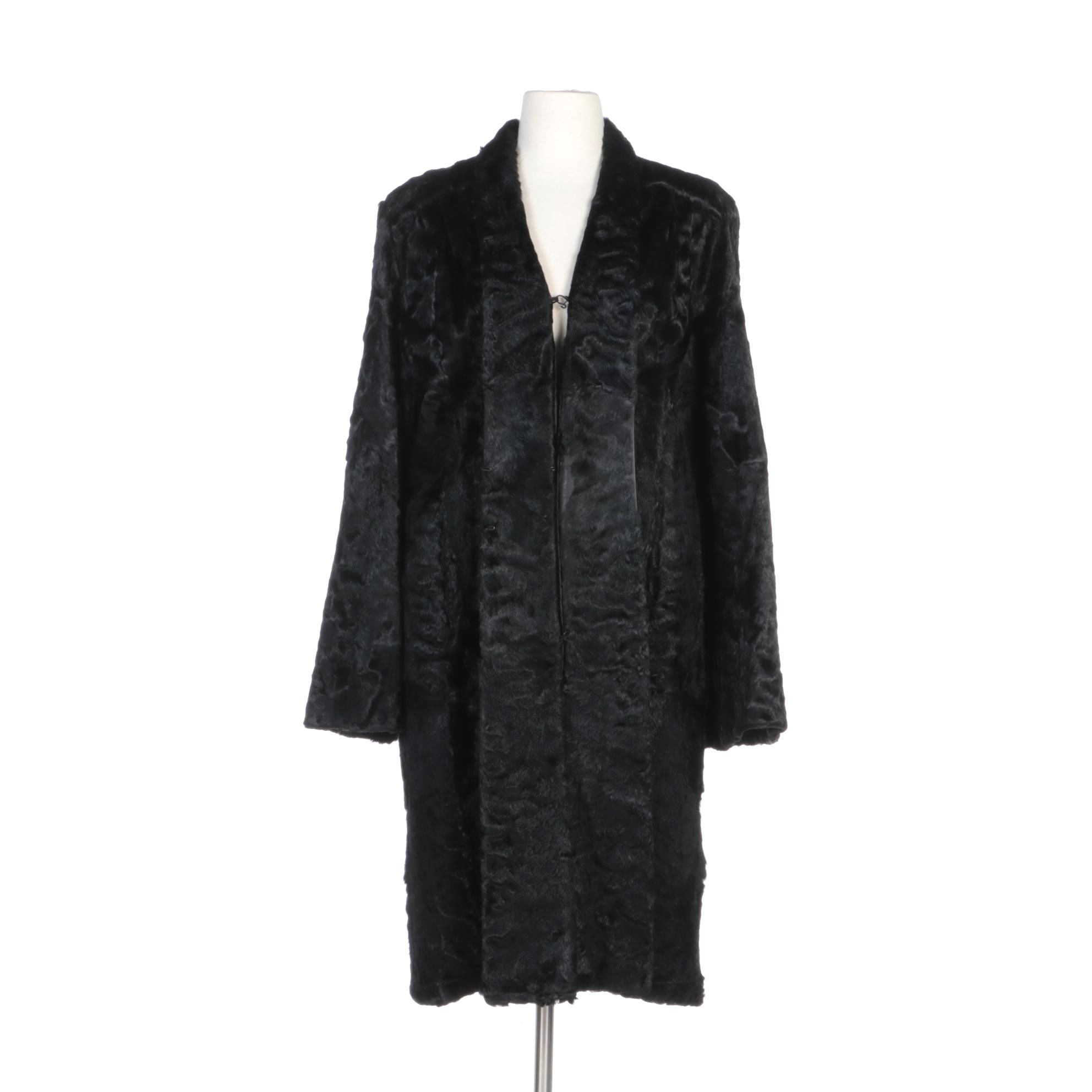 Black Broadtail Fur Coat with Bell Sleeves from Davidson's Indiana Fur Co.