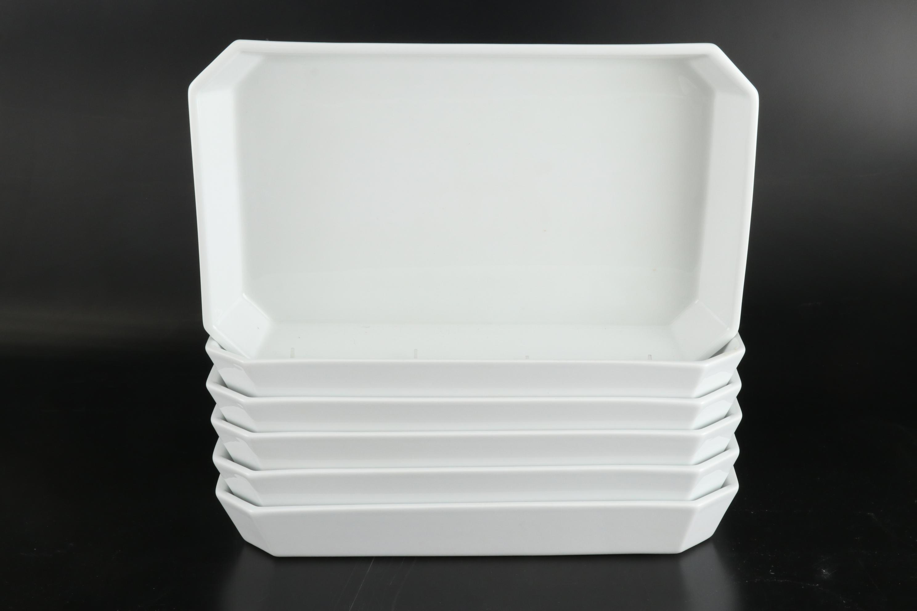 Pillivuyt French White Porcelain Bowls with Rectangular Dishes and Platter