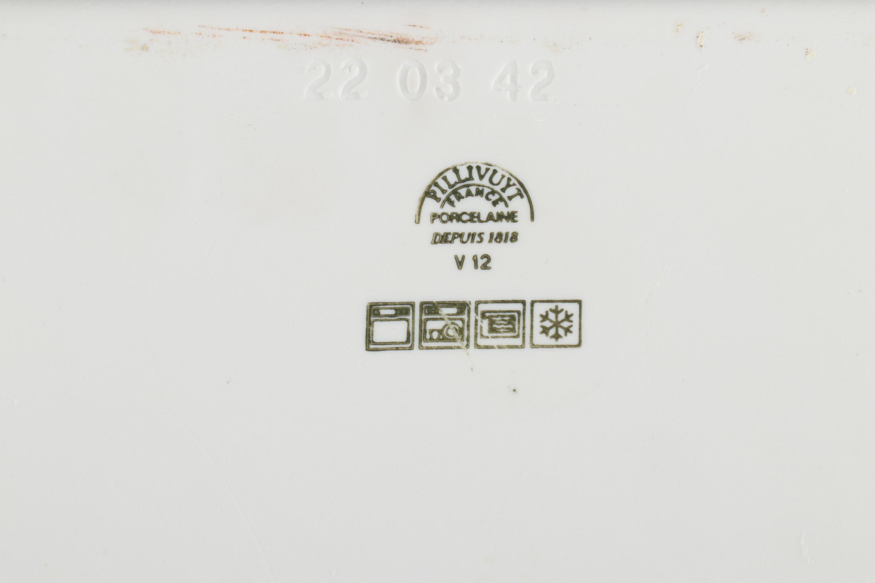 Pillivuyt French White Porcelain Bowls with Rectangular Dishes and Platter