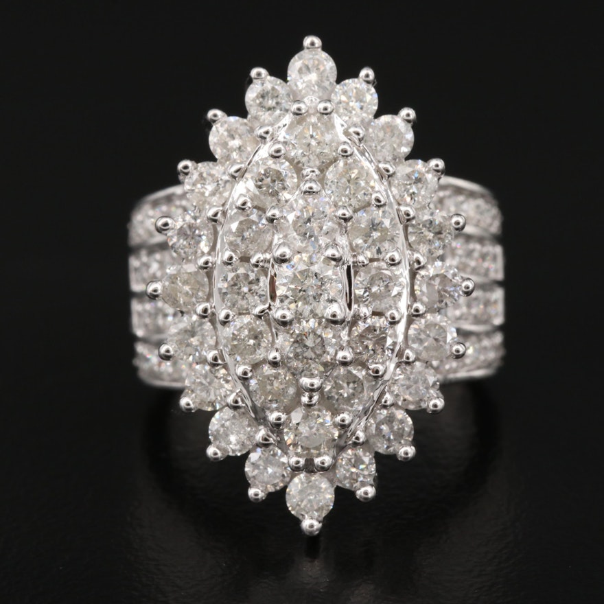 14K 4.25 CTW Diamond Navette Ring