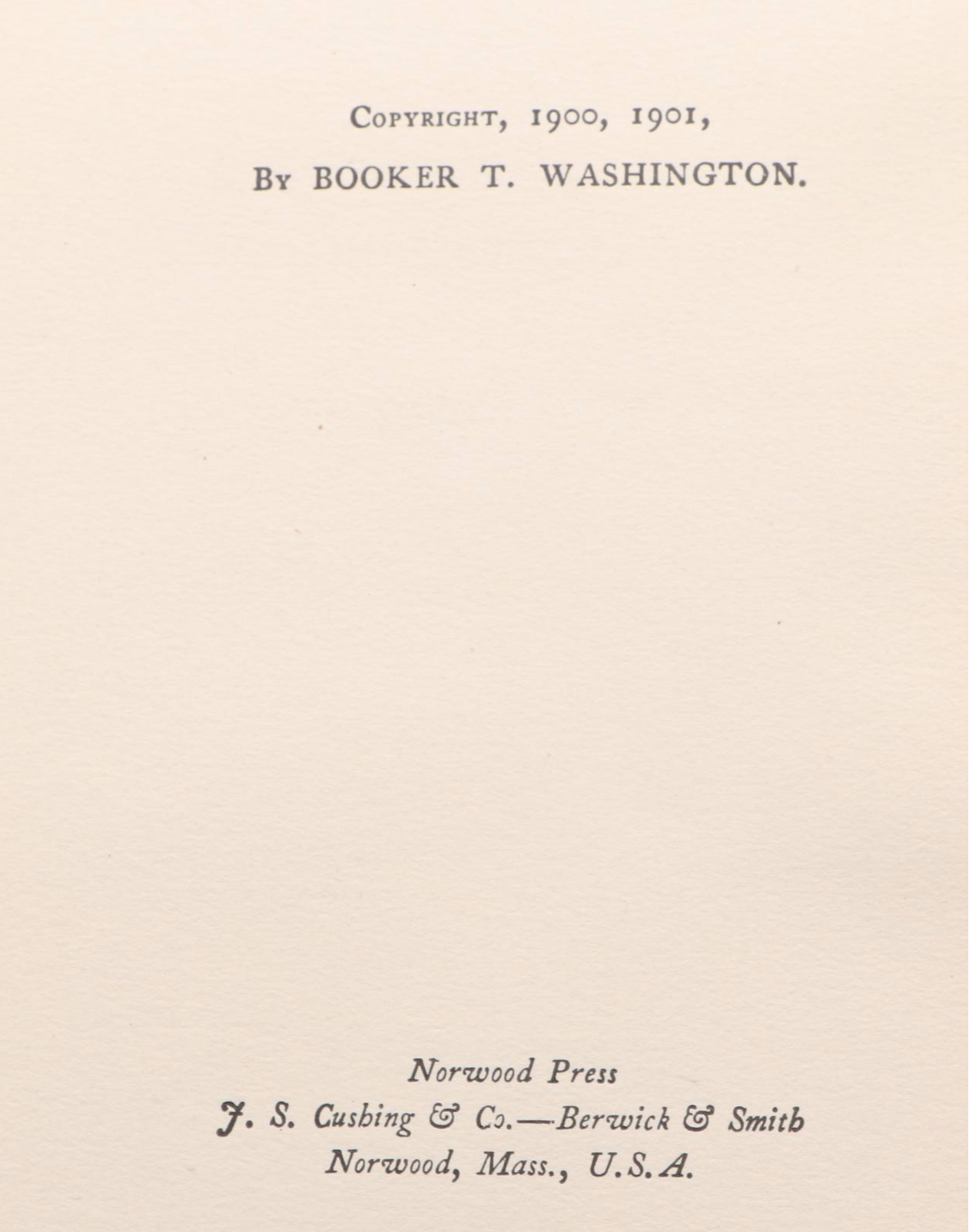 First Edition "Up from Slavery: An Autobiography" by Booker T. Washington, 1901