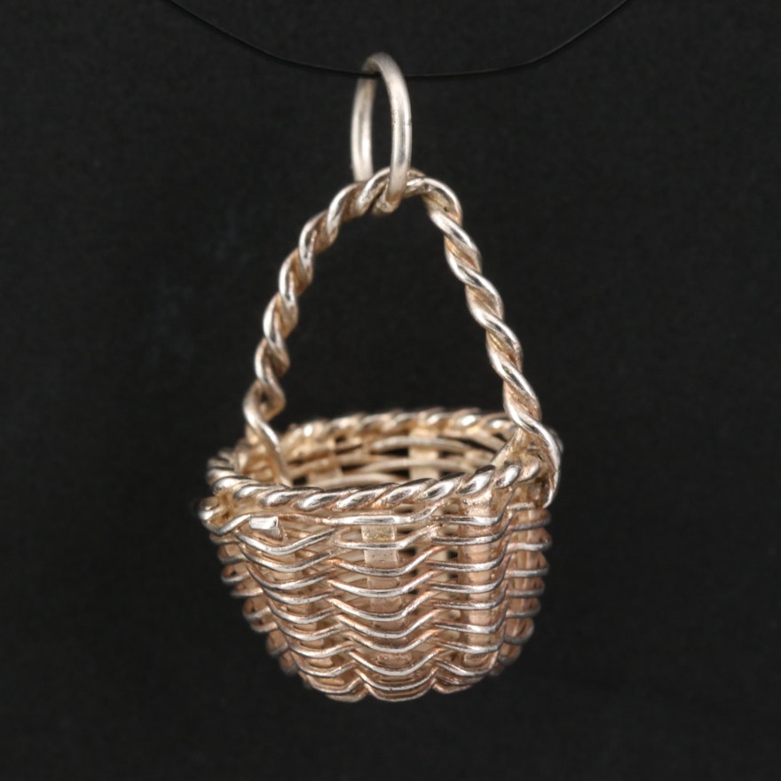 Sterling Silver Basket Charm