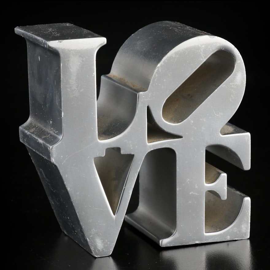 "Love" Chrome Paperweight After Robert Indiana