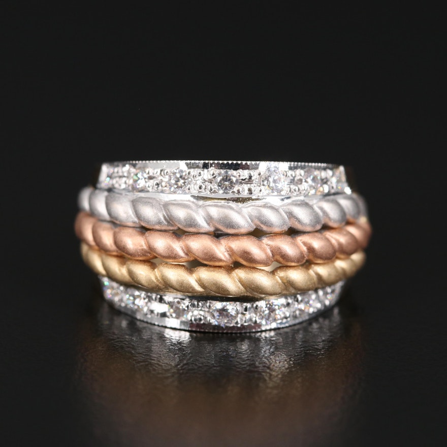 14K Tri-Color Cubic Zirconia Ring