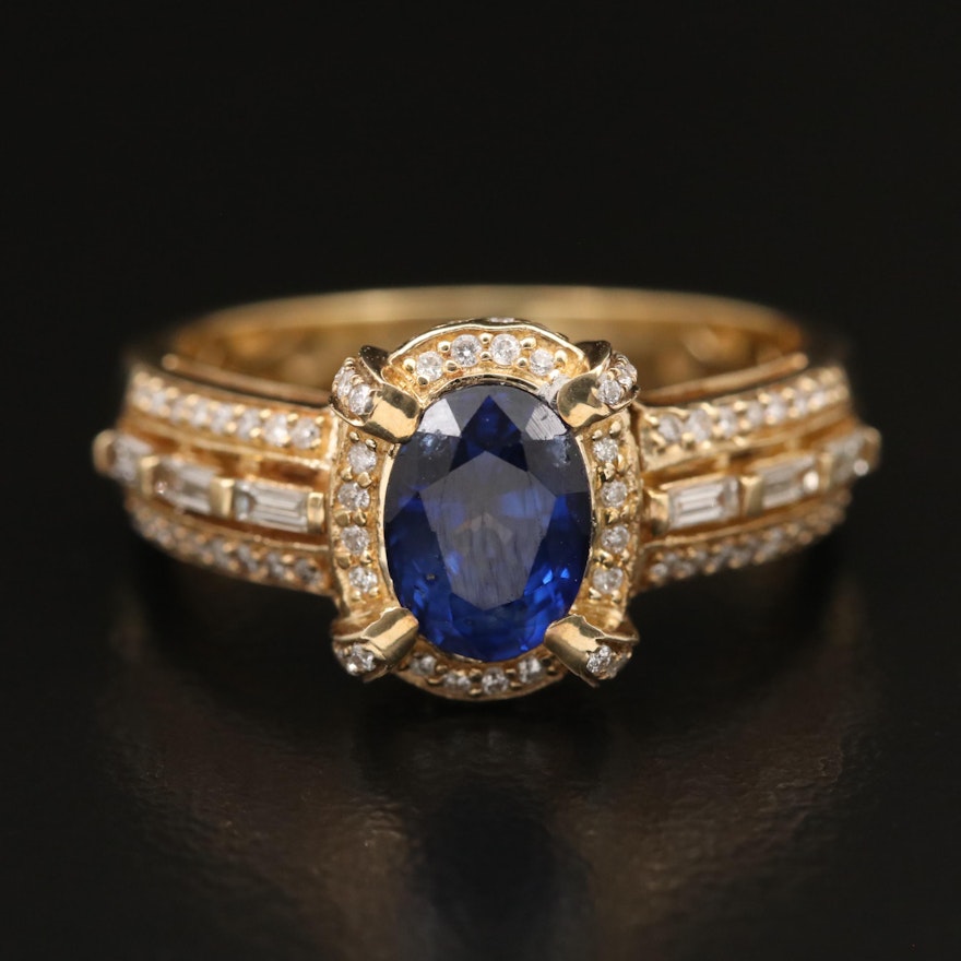 14K 1.65 CT Sapphire and Diamond Ring