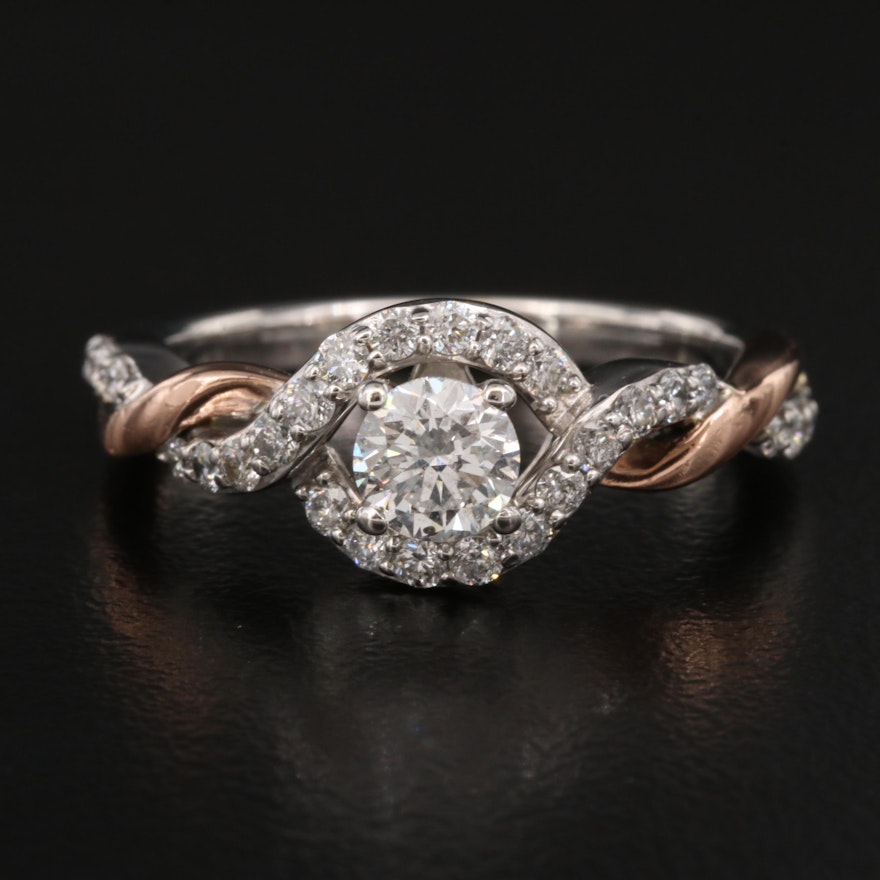 14K Diamond Ring with Twist Design