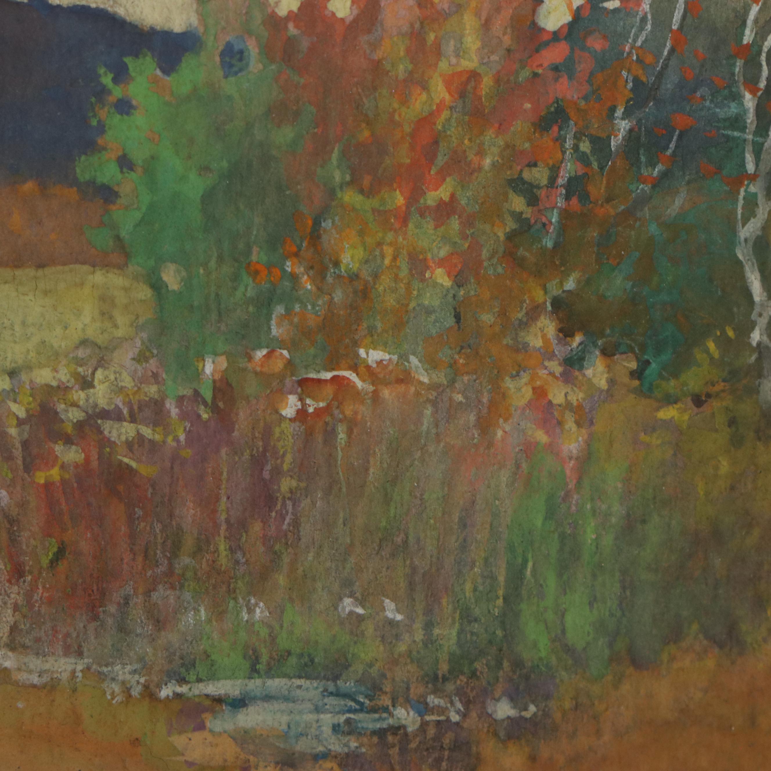 Helen P. Williams Landscape Gouache Painting, Early to Mid 20th Century