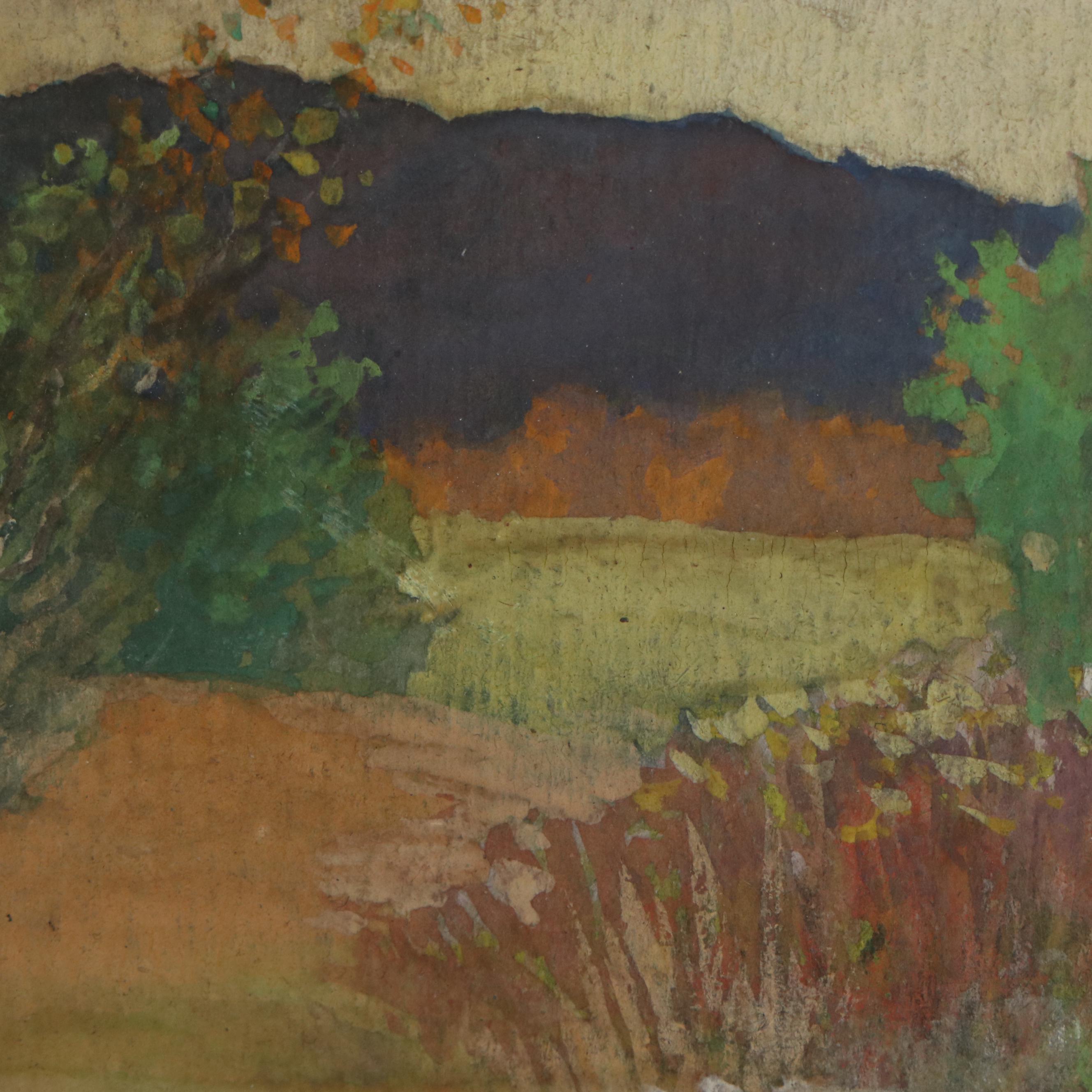 Helen P. Williams Landscape Gouache Painting, Early to Mid 20th Century