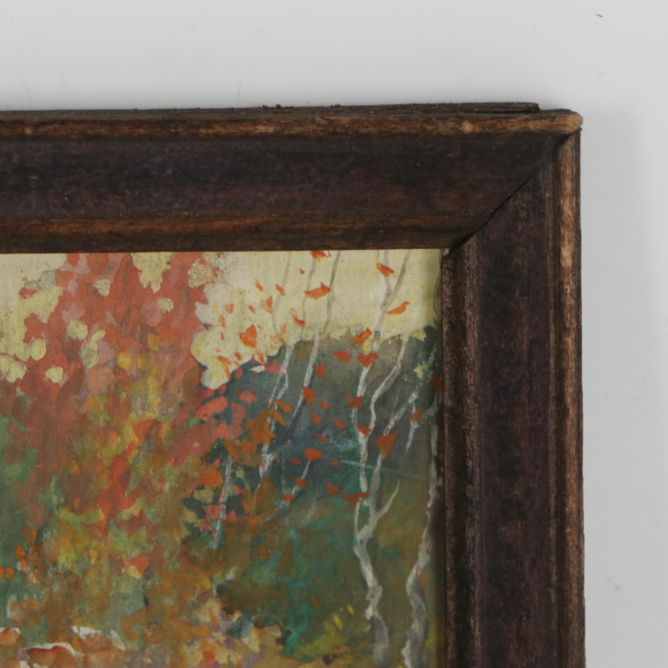 Helen P. Williams Landscape Gouache Painting, Early to Mid 20th Century