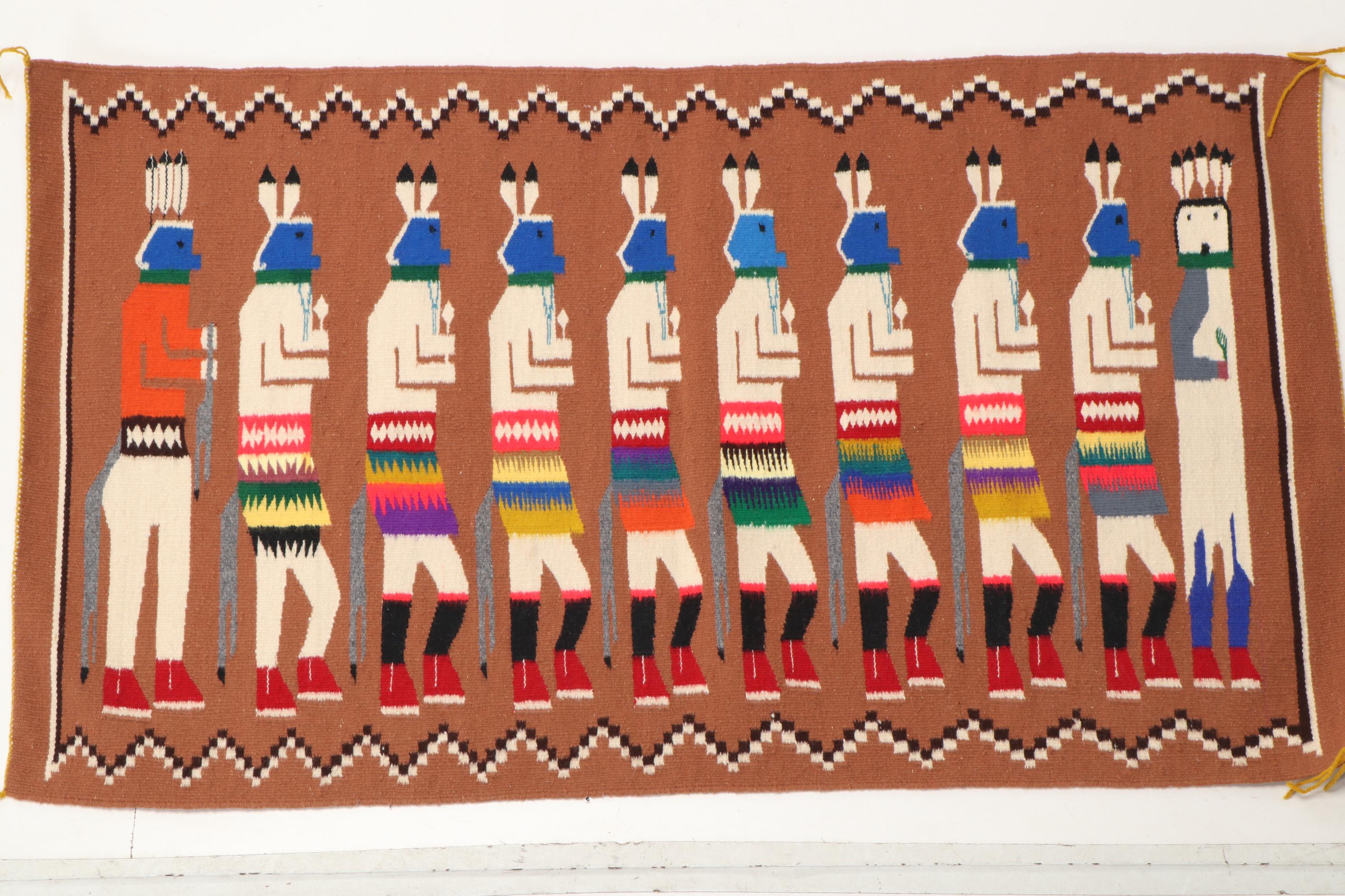 Mexican Pictorial "Yei Bi Chei" Style Wool Wall Hanging