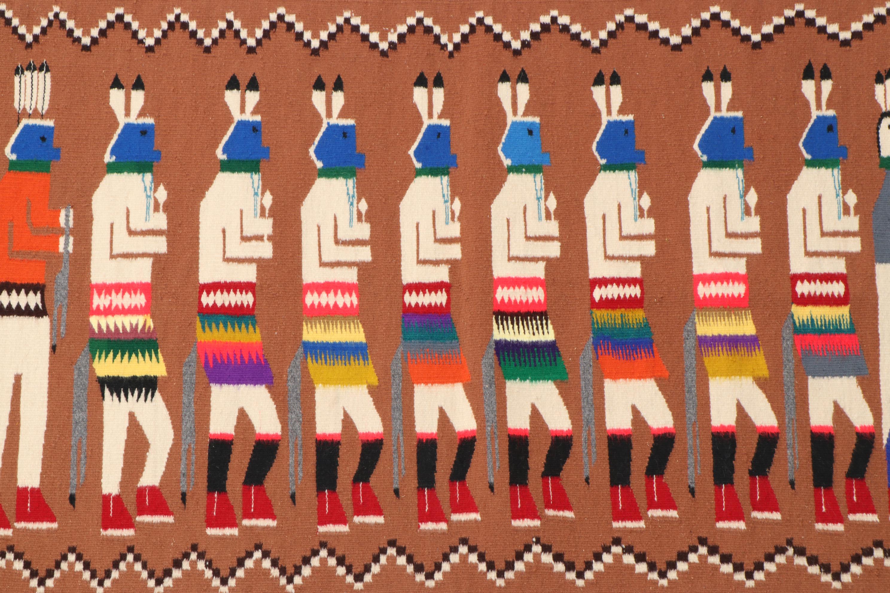 Mexican Pictorial "Yei Bi Chei" Style Wool Wall Hanging