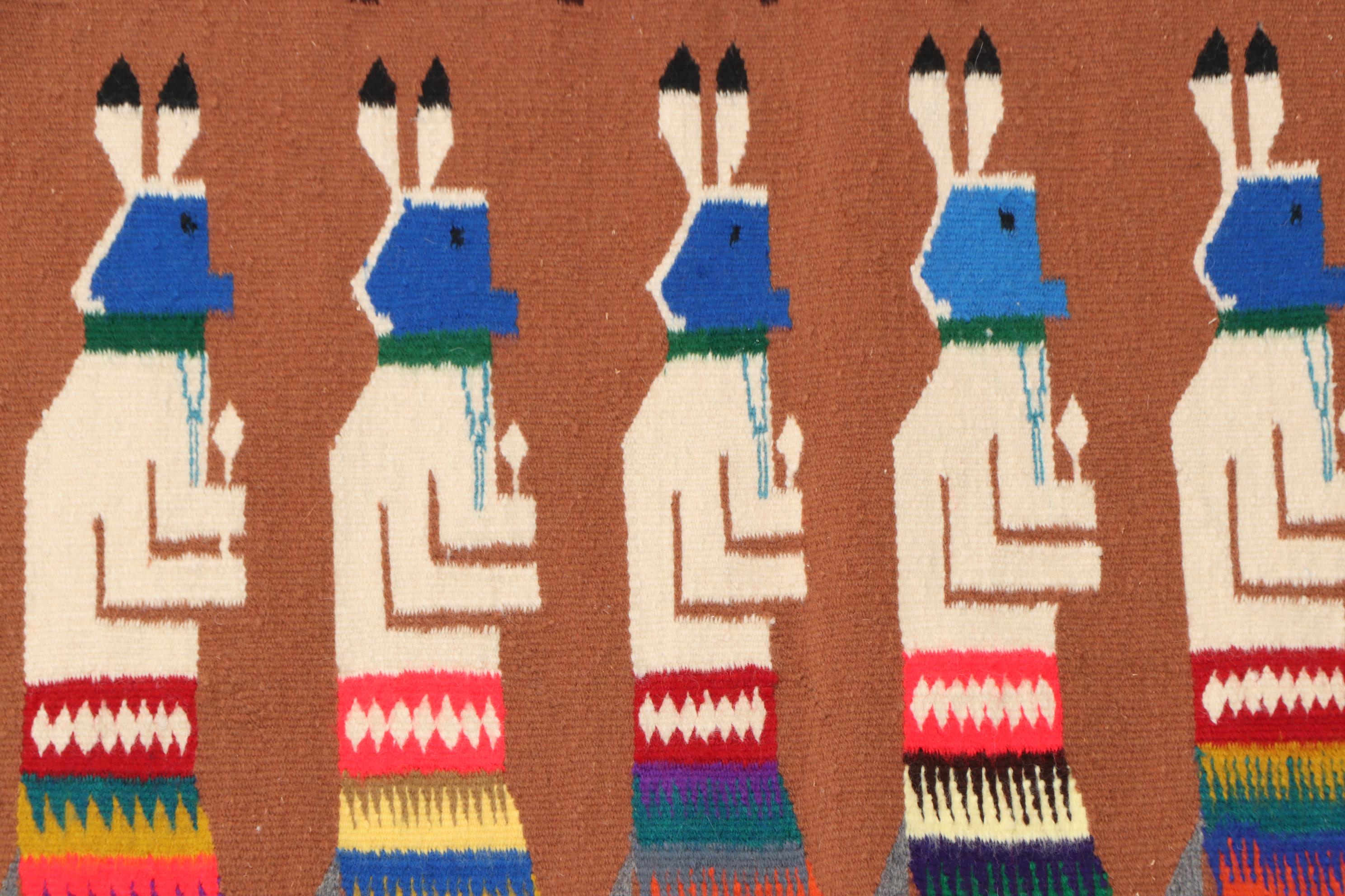 Mexican Pictorial "Yei Bi Chei" Style Wool Wall Hanging