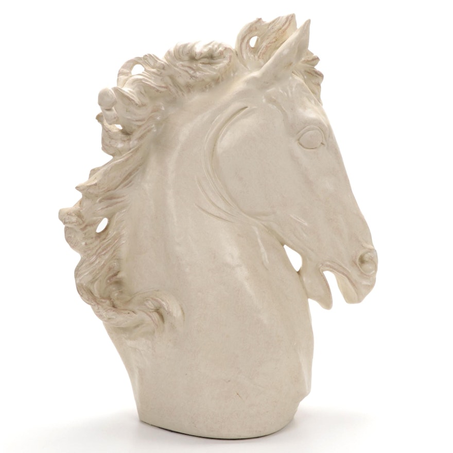 Plaster Stallion Bust Sculpture