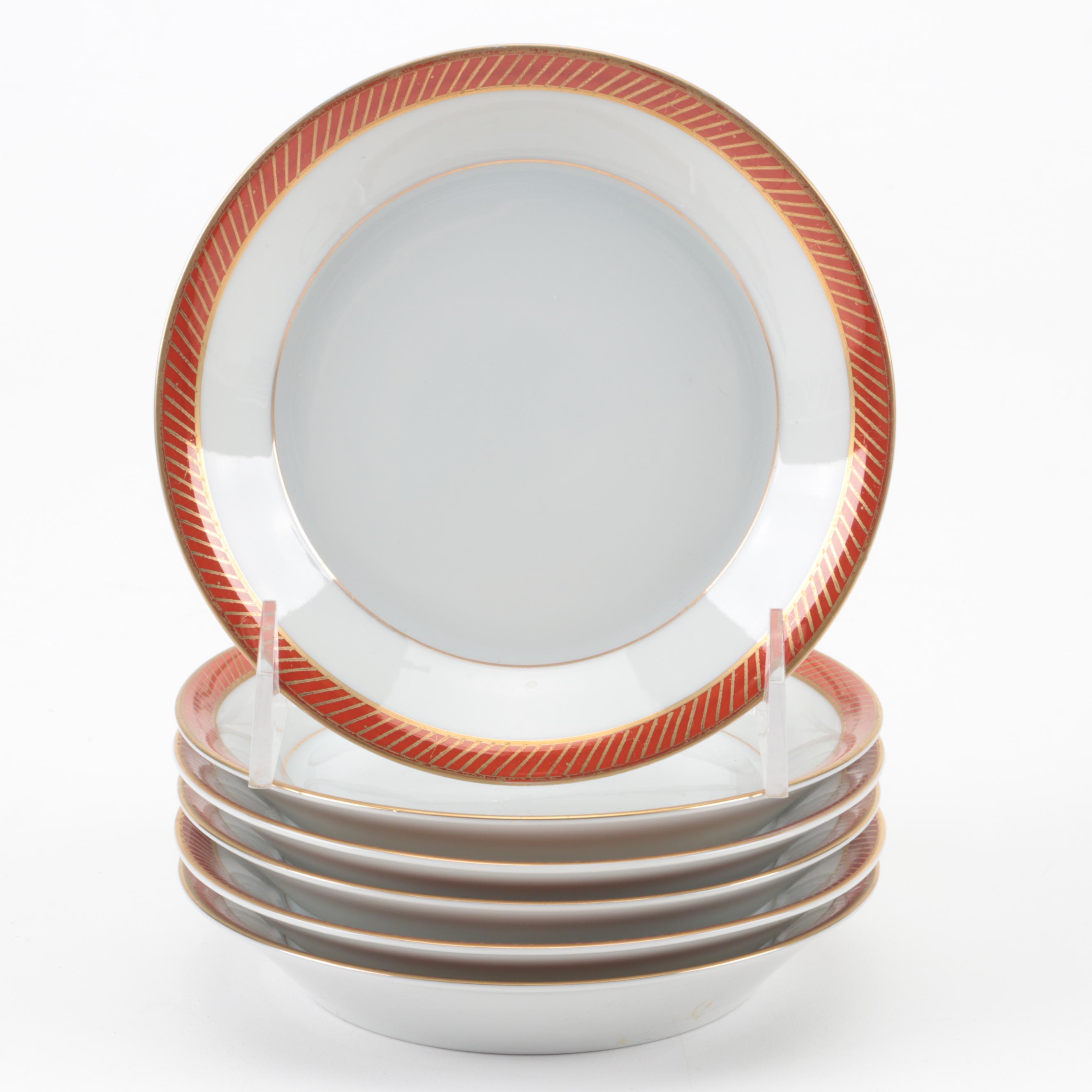 Fitz and Floyd "Bourdure Rouge" Porcelain Dinnerware, 1975–1980