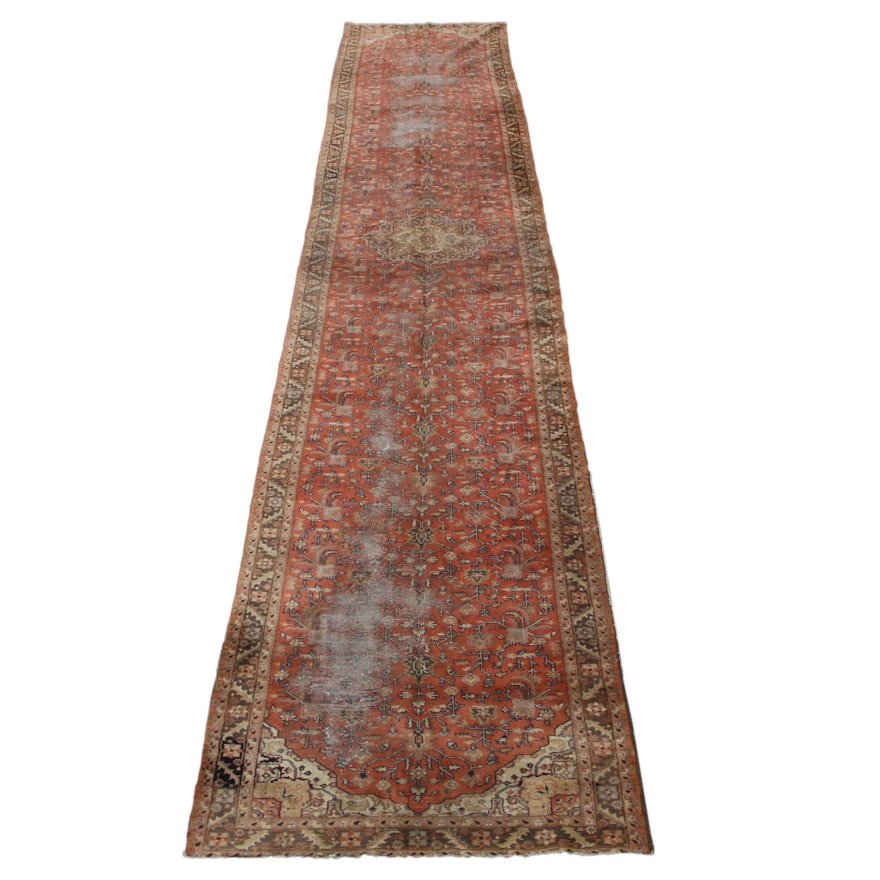 5'4 x 31' Hand-Knotted Persian Heriz Palace Size Long Rug, 1950s