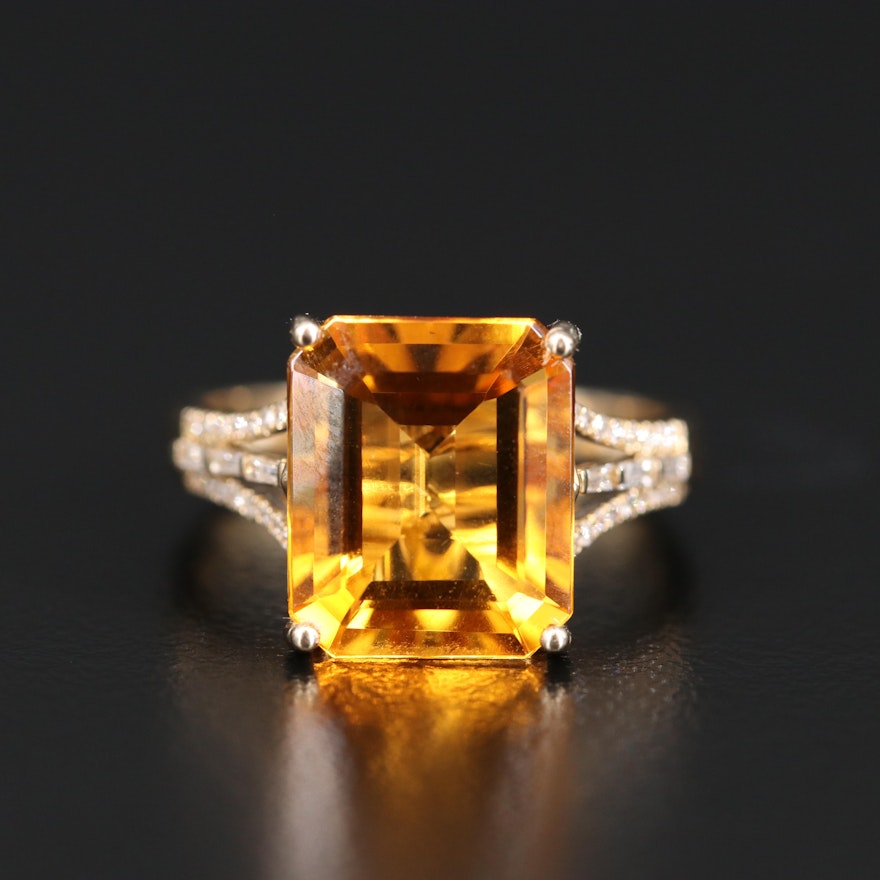 EFFY 14K Citrine and Diamond Ring