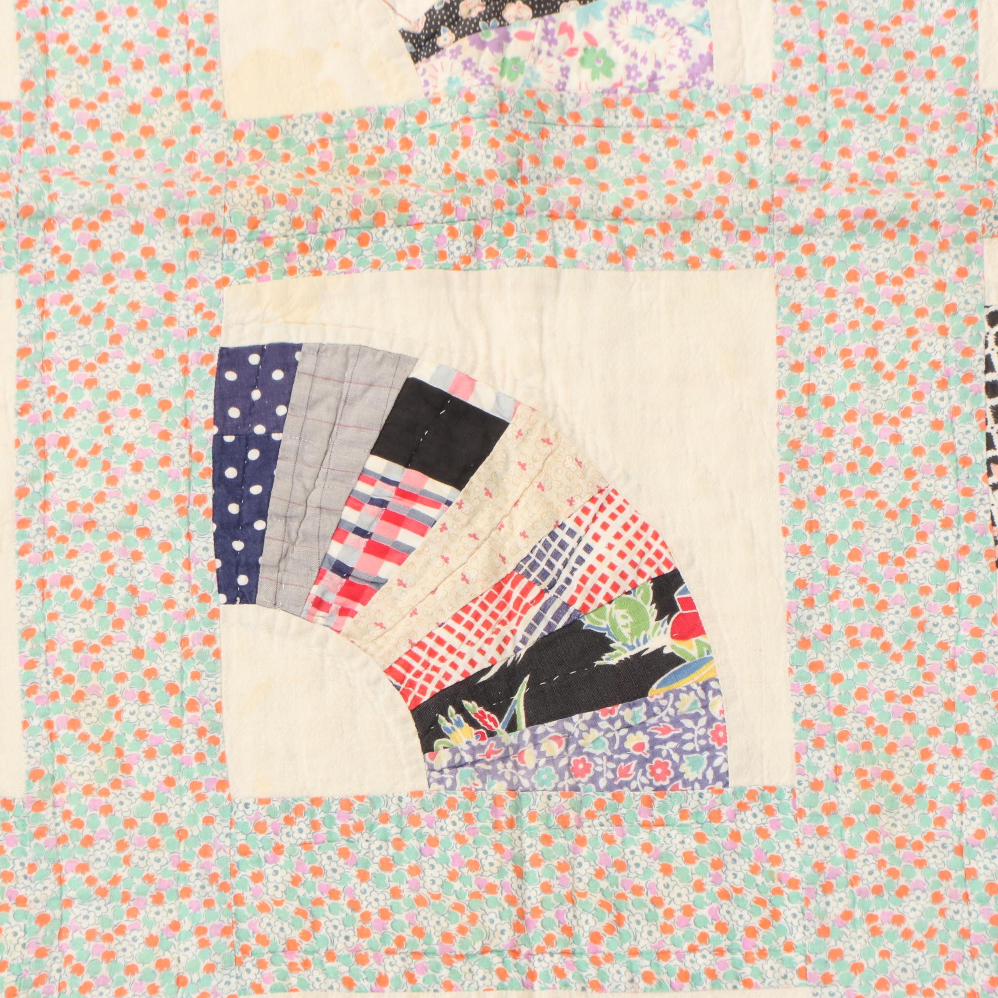 Handcrafted "Grandmother's Fan" Pieced Quilt