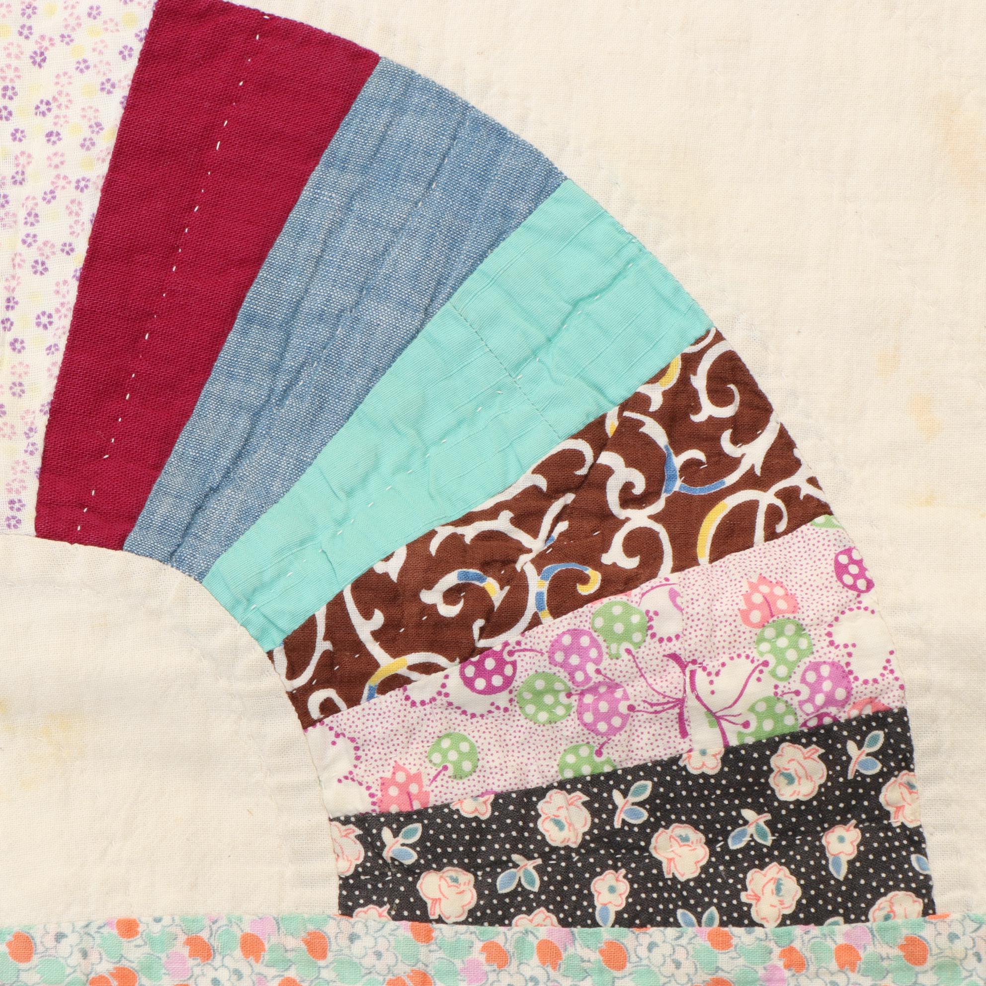 Handcrafted "Grandmother's Fan" Pieced Quilt