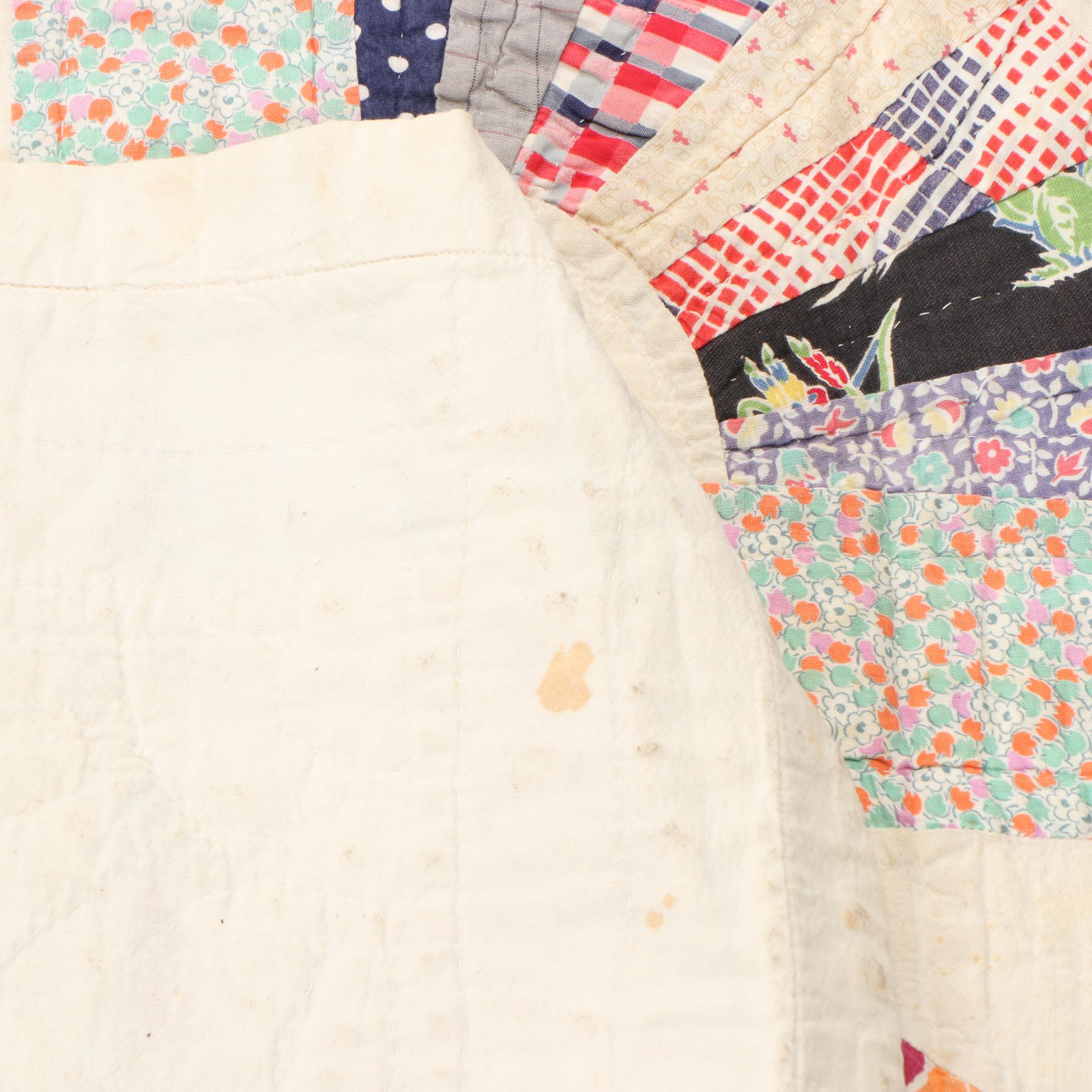 Handcrafted "Grandmother's Fan" Pieced Quilt