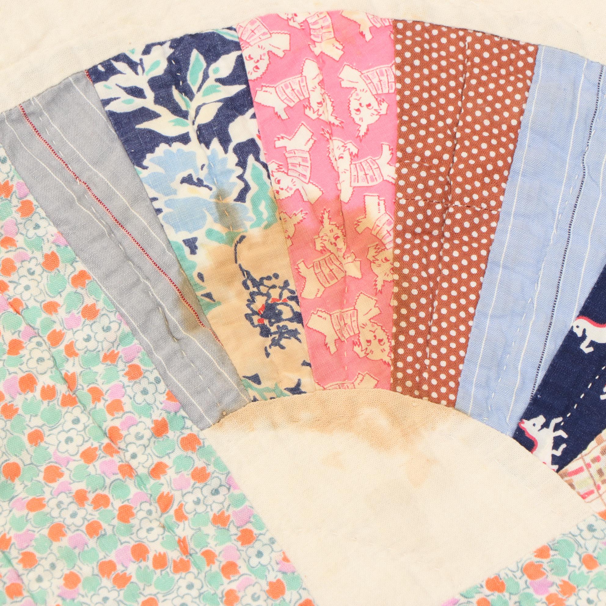 Handcrafted "Grandmother's Fan" Pieced Quilt