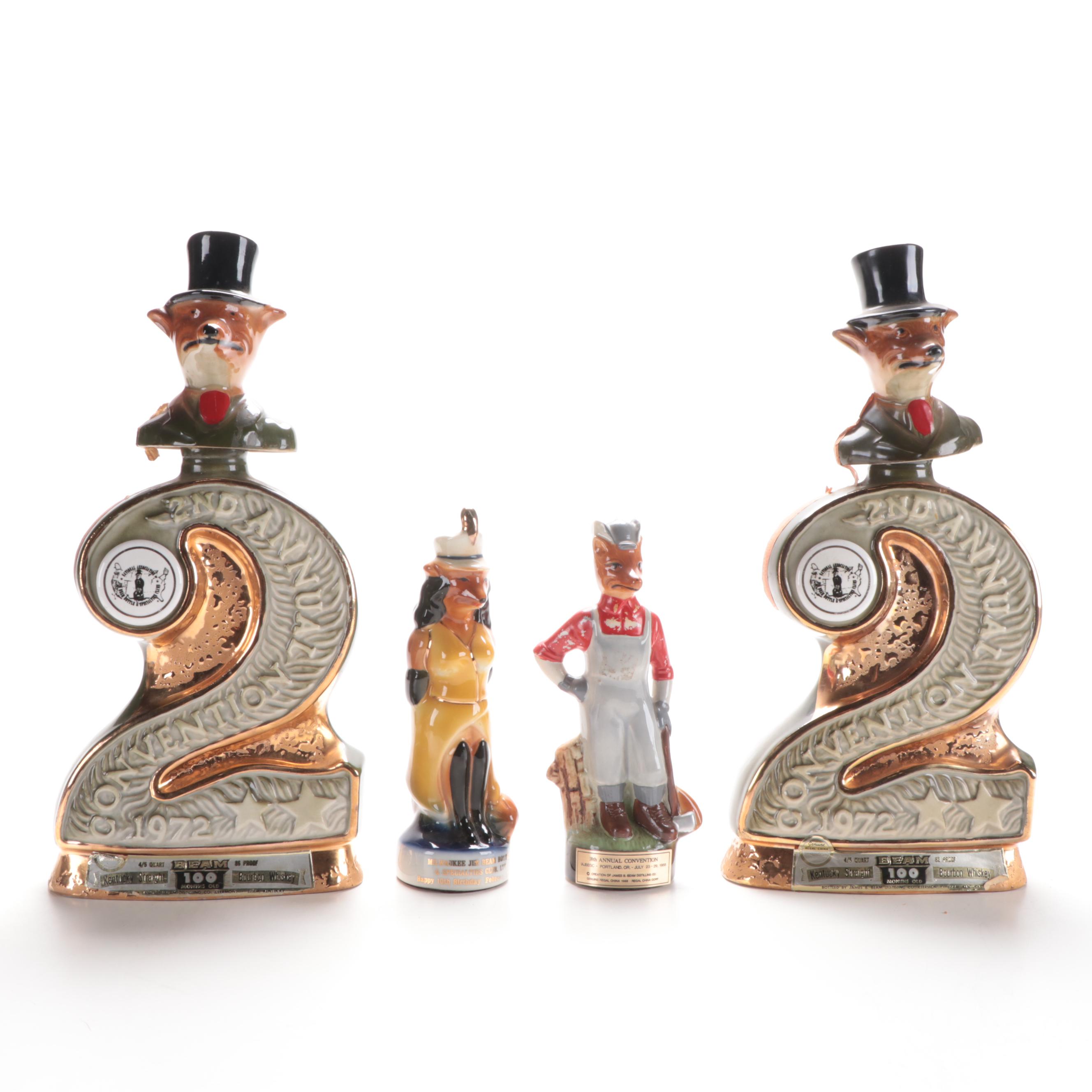 Jim Beam for Regal China Ceramic Fox Decanters and Figurines, Late 20th Century