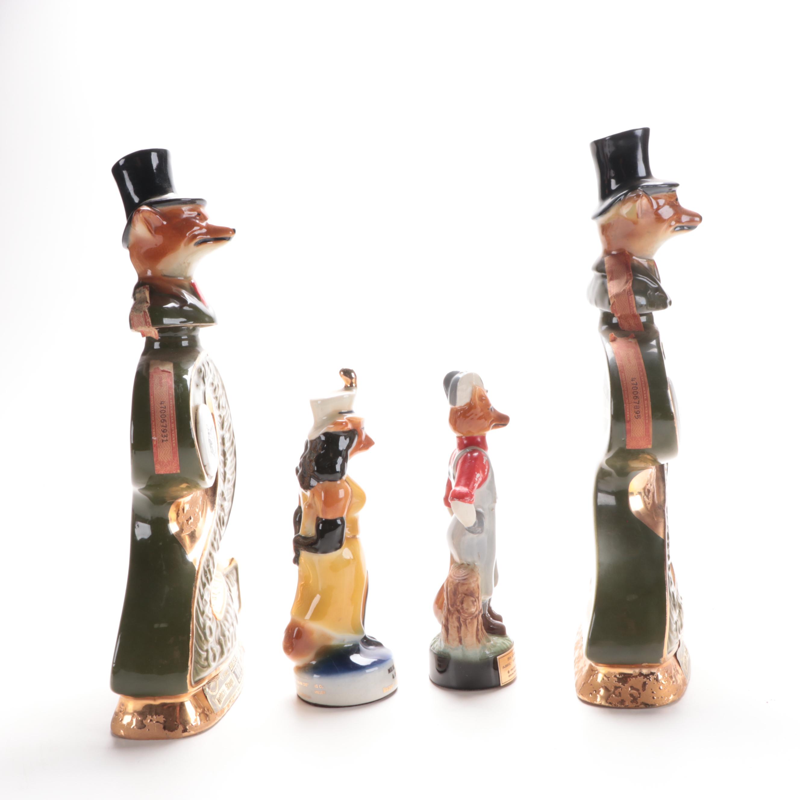 Jim Beam for Regal China Ceramic Fox Decanters and Figurines, Late 20th Century