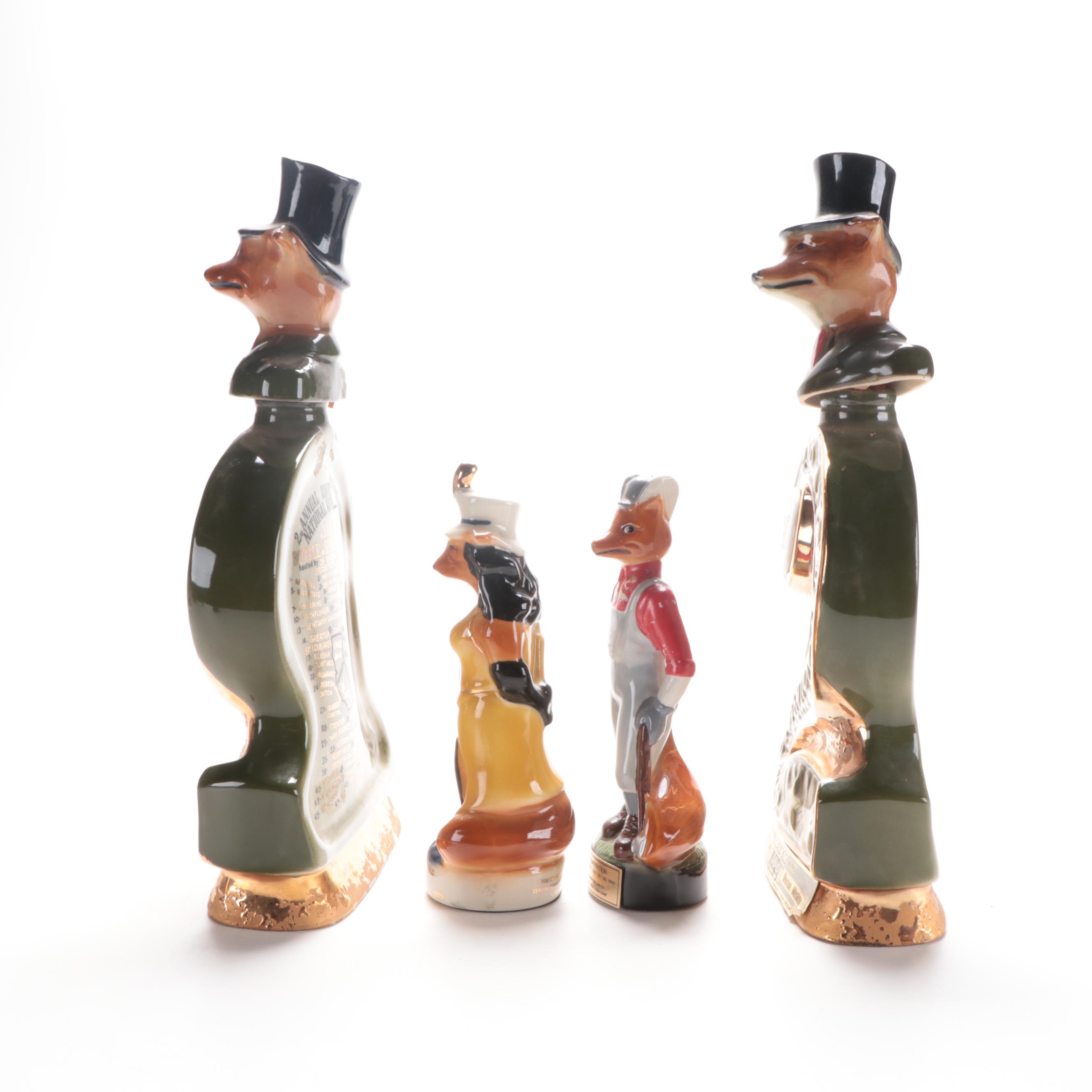 Jim Beam for Regal China Ceramic Fox Decanters and Figurines, Late 20th Century