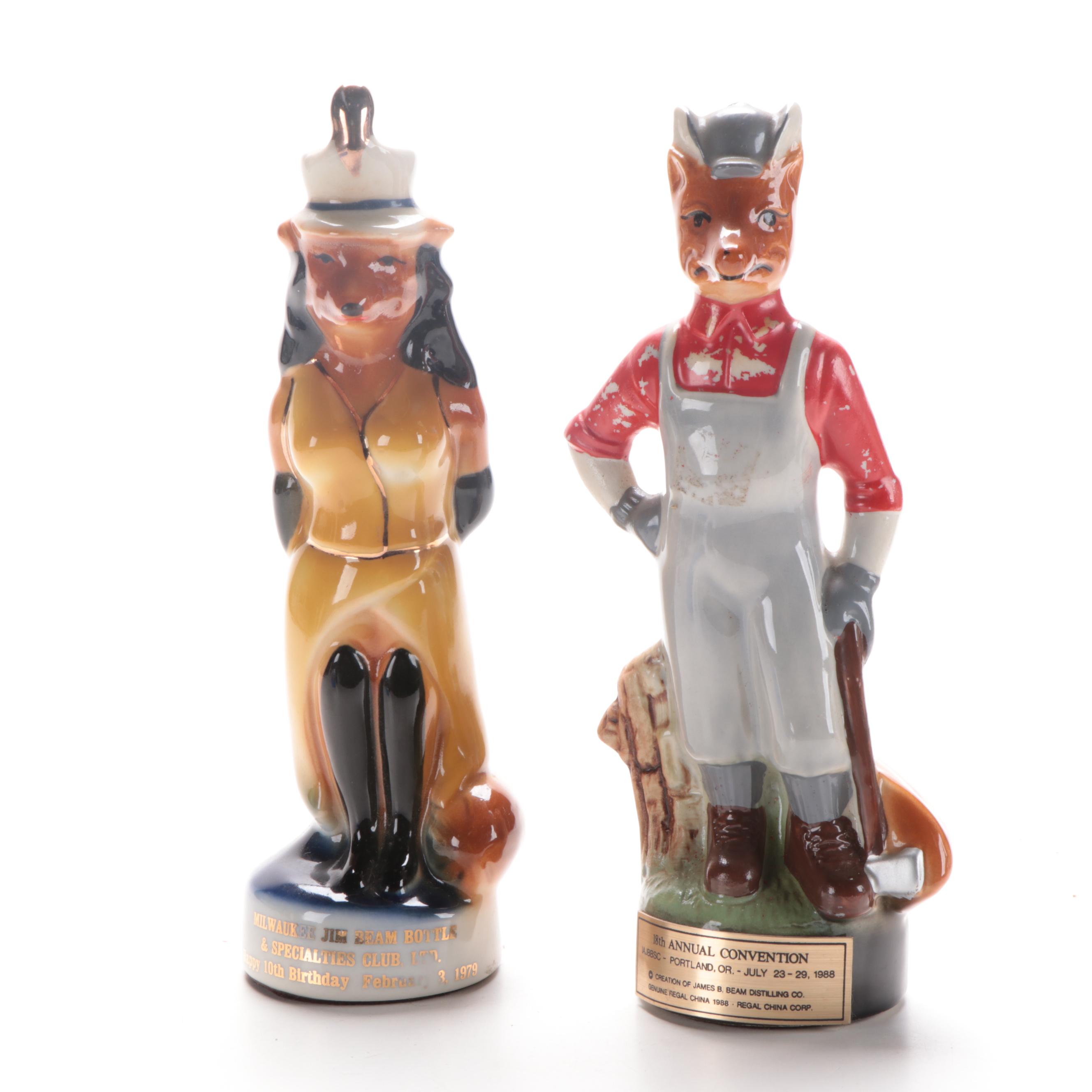Jim Beam for Regal China Ceramic Fox Decanters and Figurines, Late 20th Century
