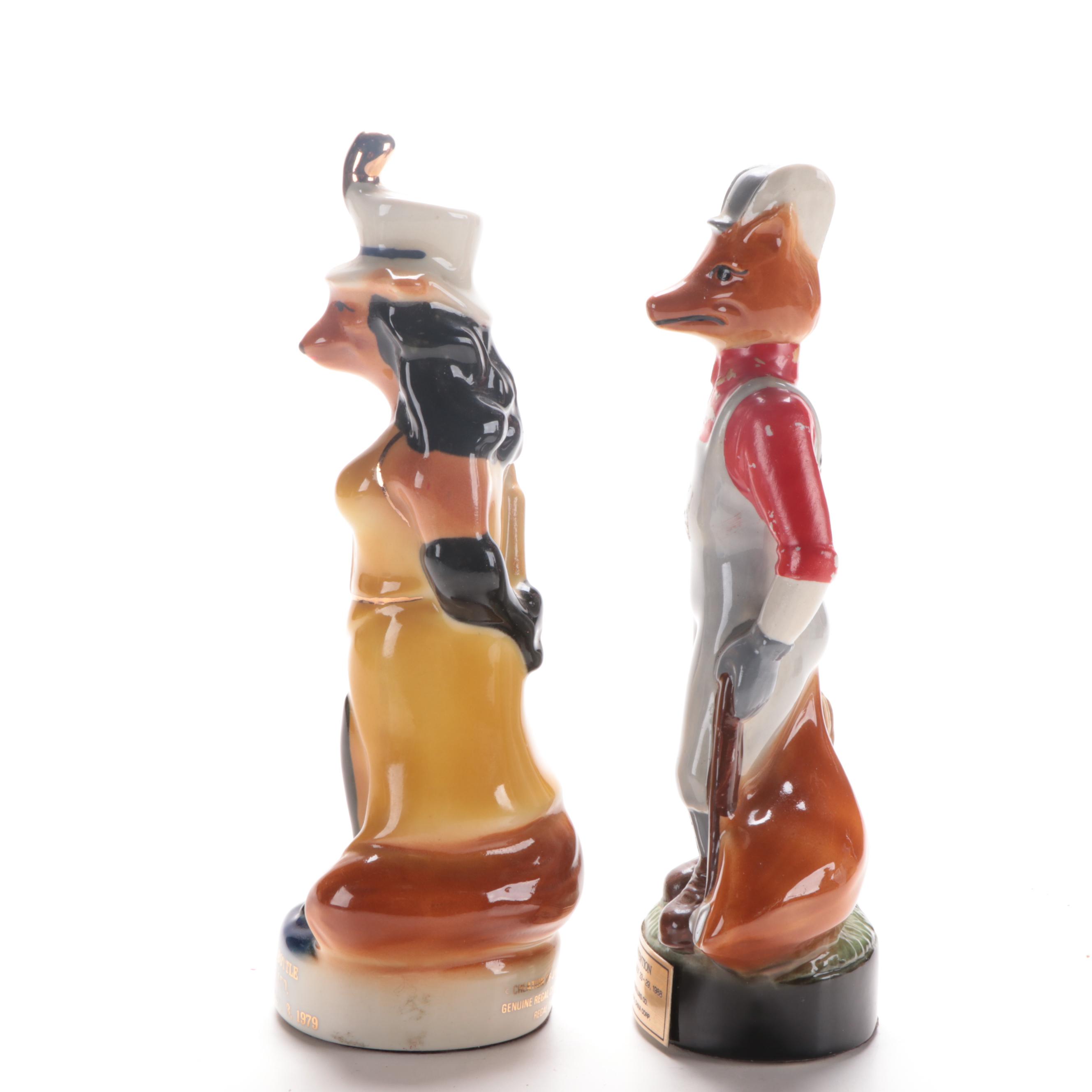 Jim Beam for Regal China Ceramic Fox Decanters and Figurines, Late 20th Century