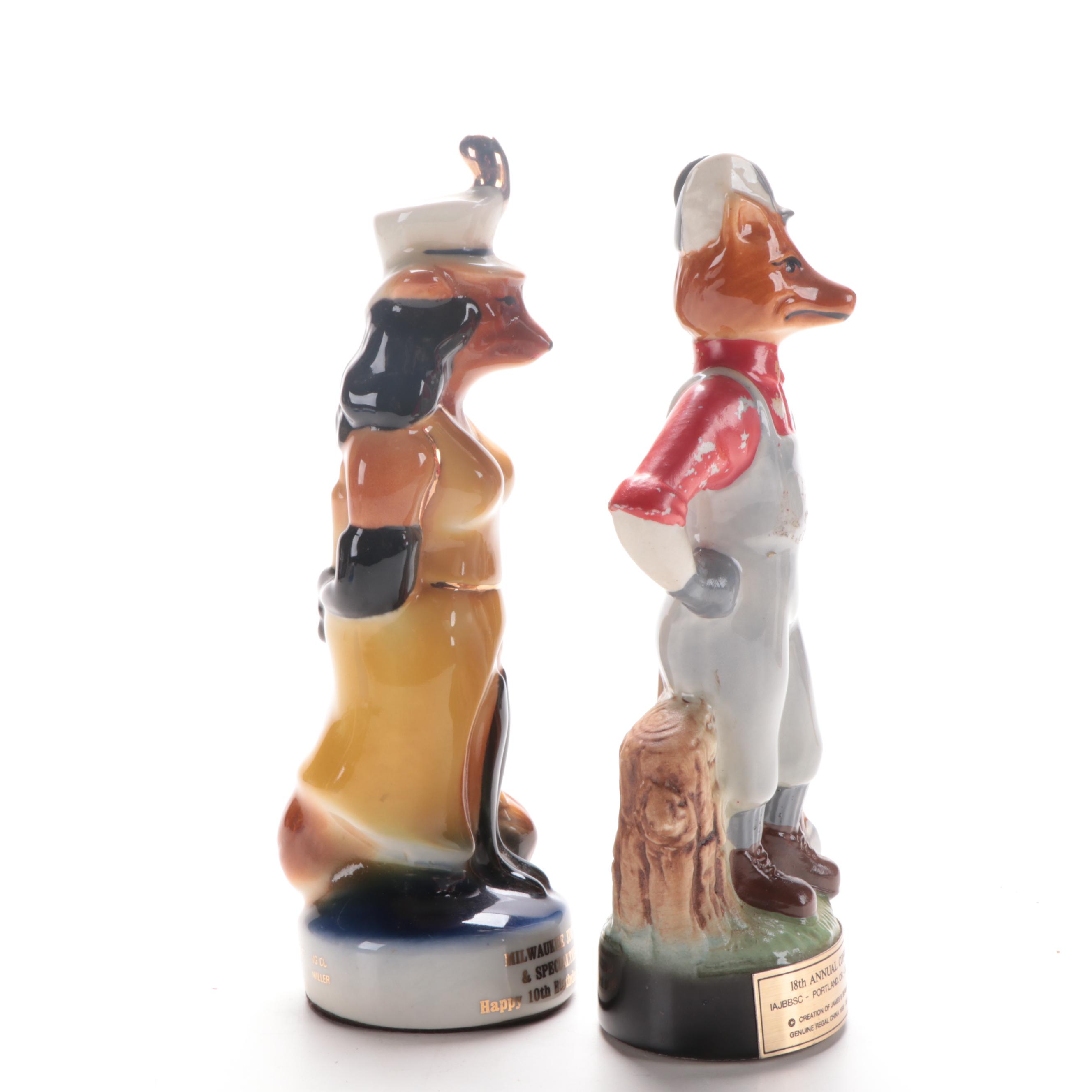 Jim Beam for Regal China Ceramic Fox Decanters and Figurines, Late 20th Century