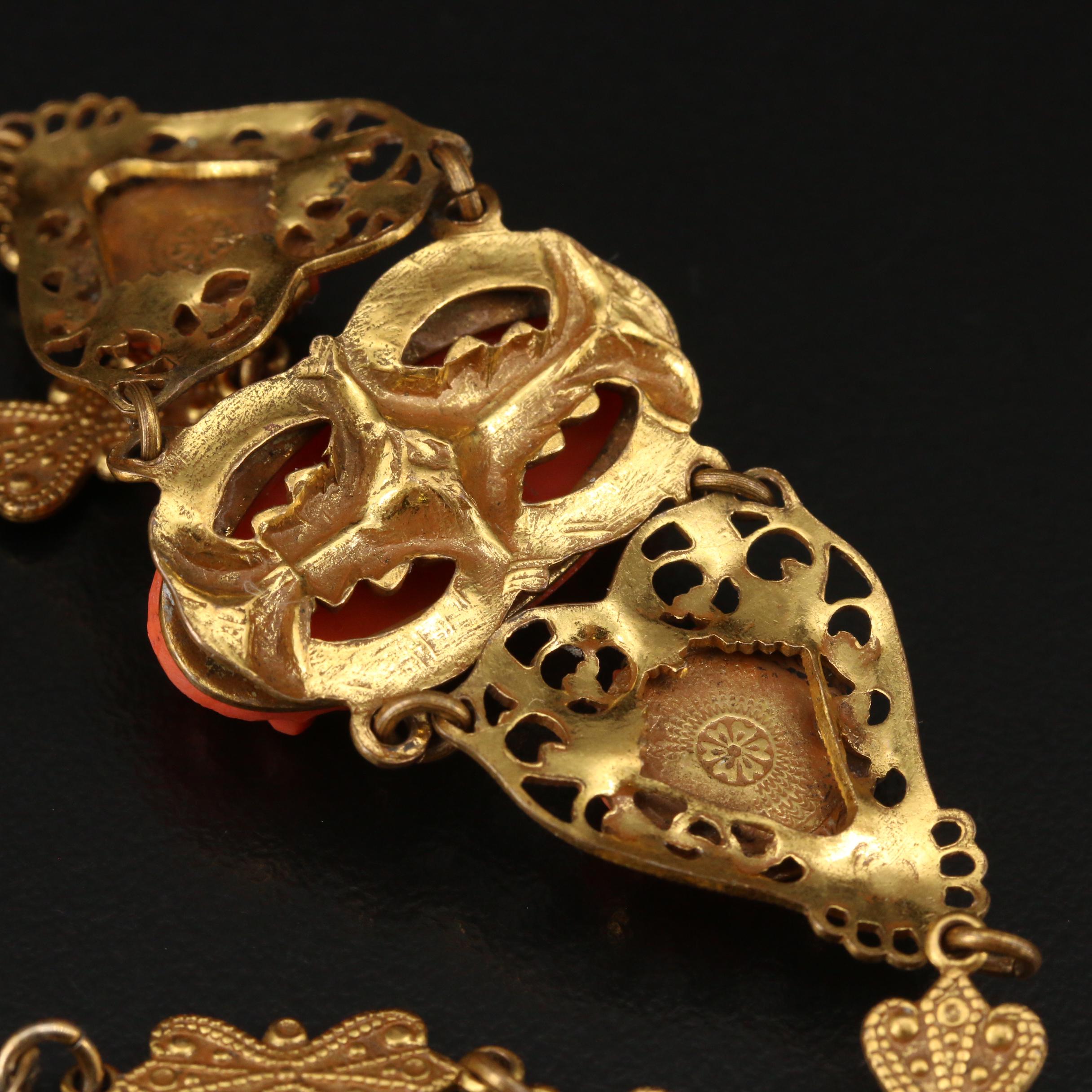 Vintage Faux Coral Openwork Bracelet