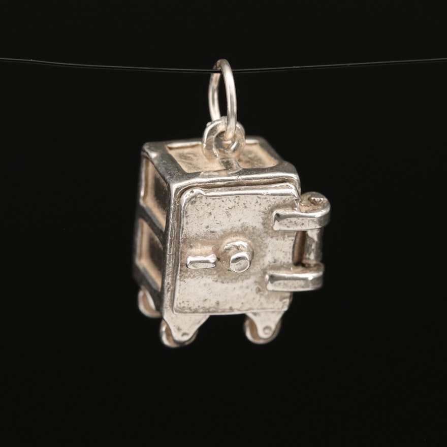 Sterling Safe with Heart Articulating Charm Pendant