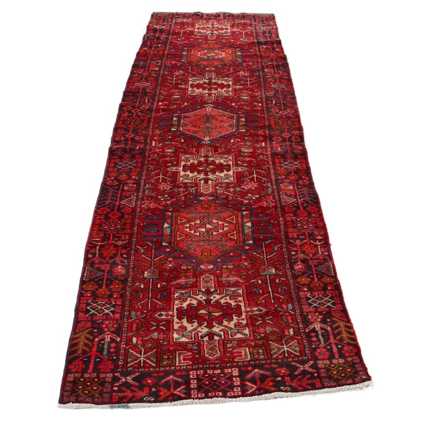 3'3 x 11'4 Hand-Knotted Persian Karaja Long Rug, 1970s