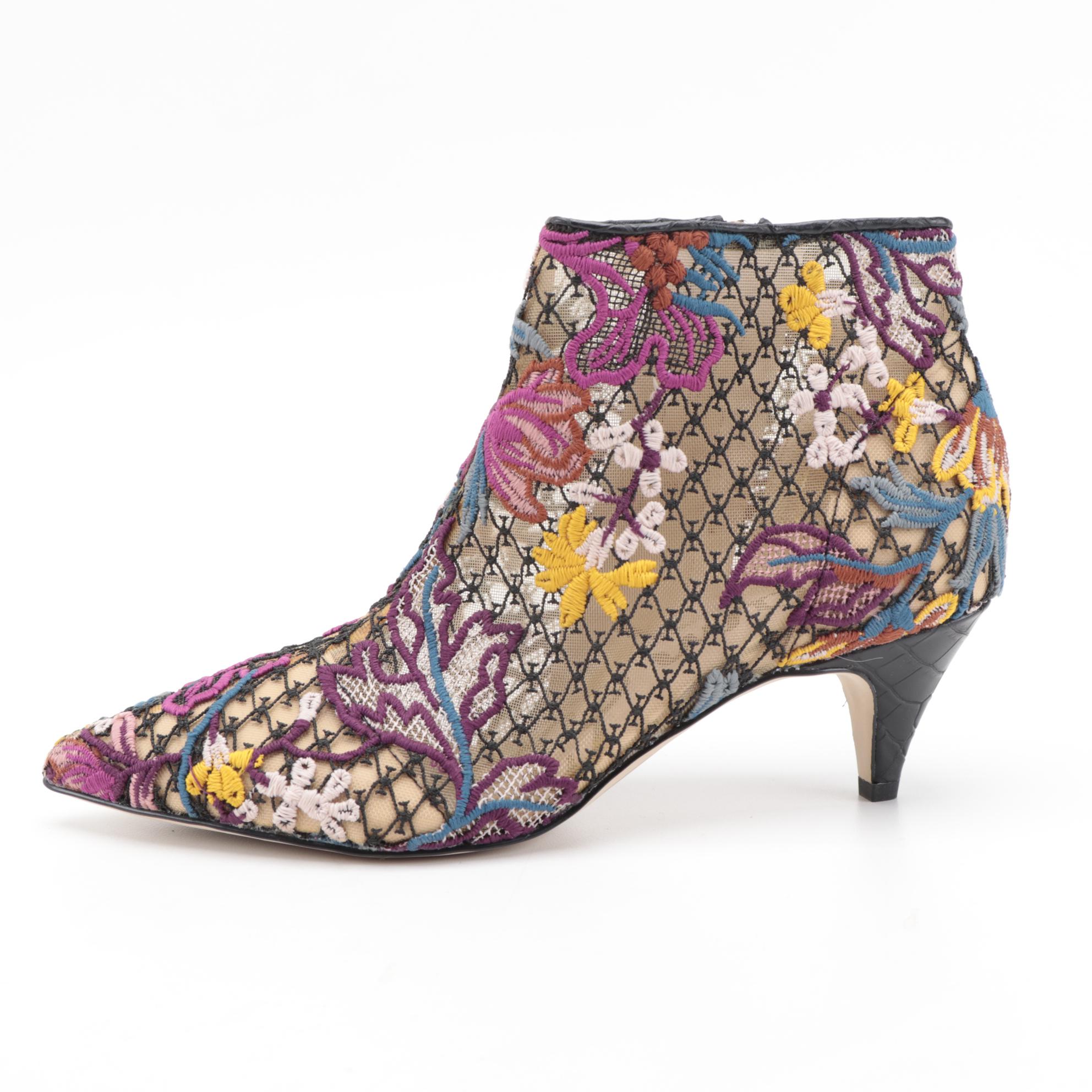 Sam Edelman Kinzey Floral Embroidered Mesh Booties