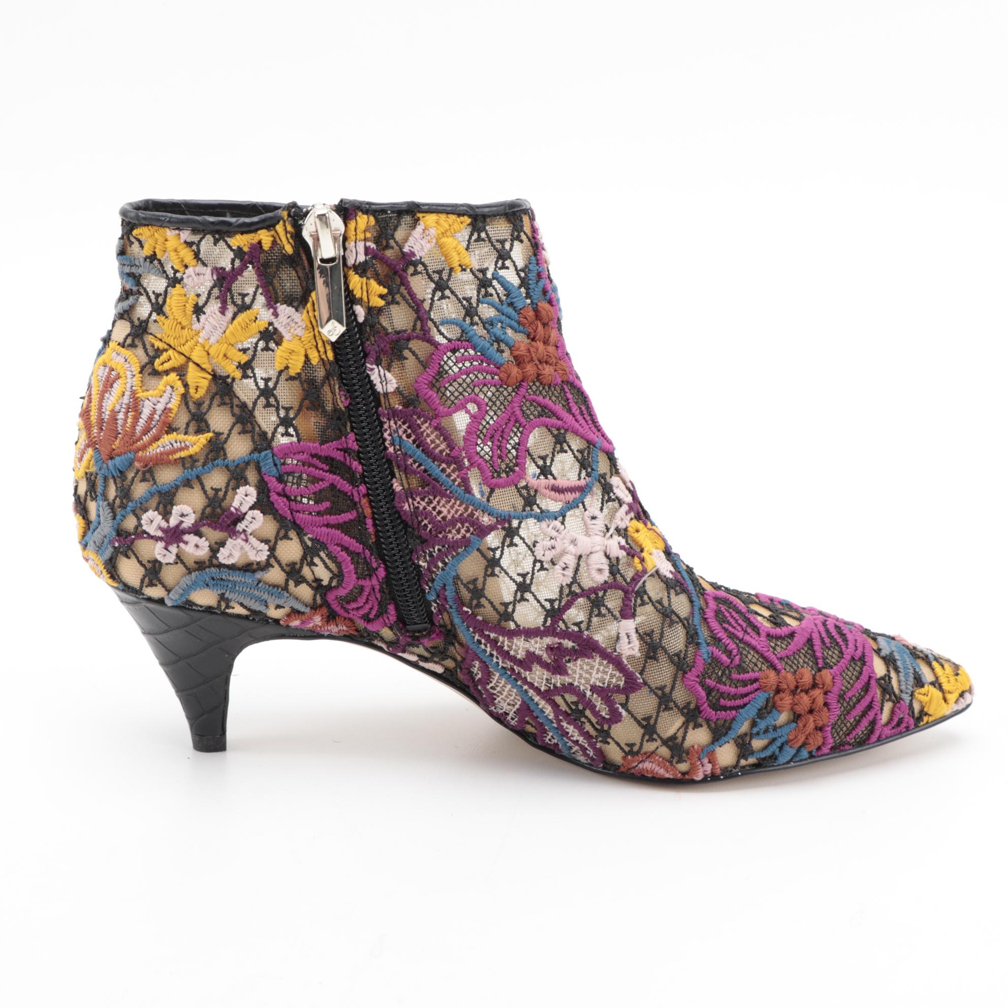 Sam Edelman Kinzey Floral Embroidered Mesh Booties