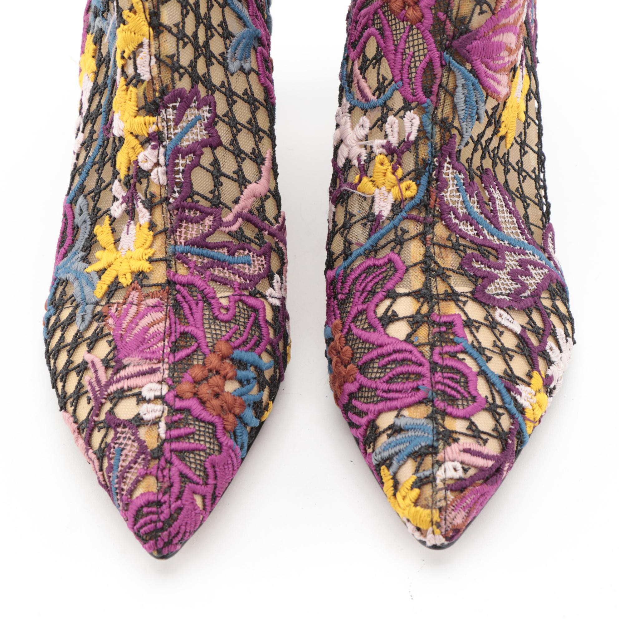 Sam Edelman Kinzey Floral Embroidered Mesh Booties